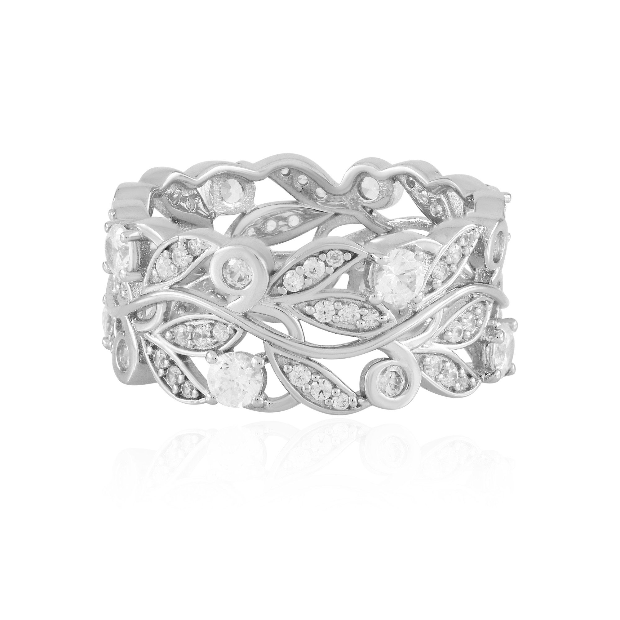 Silberring Cavill Damenring Sterlingsilber 925 mit 2,20 ct Brillant Blattdesign
