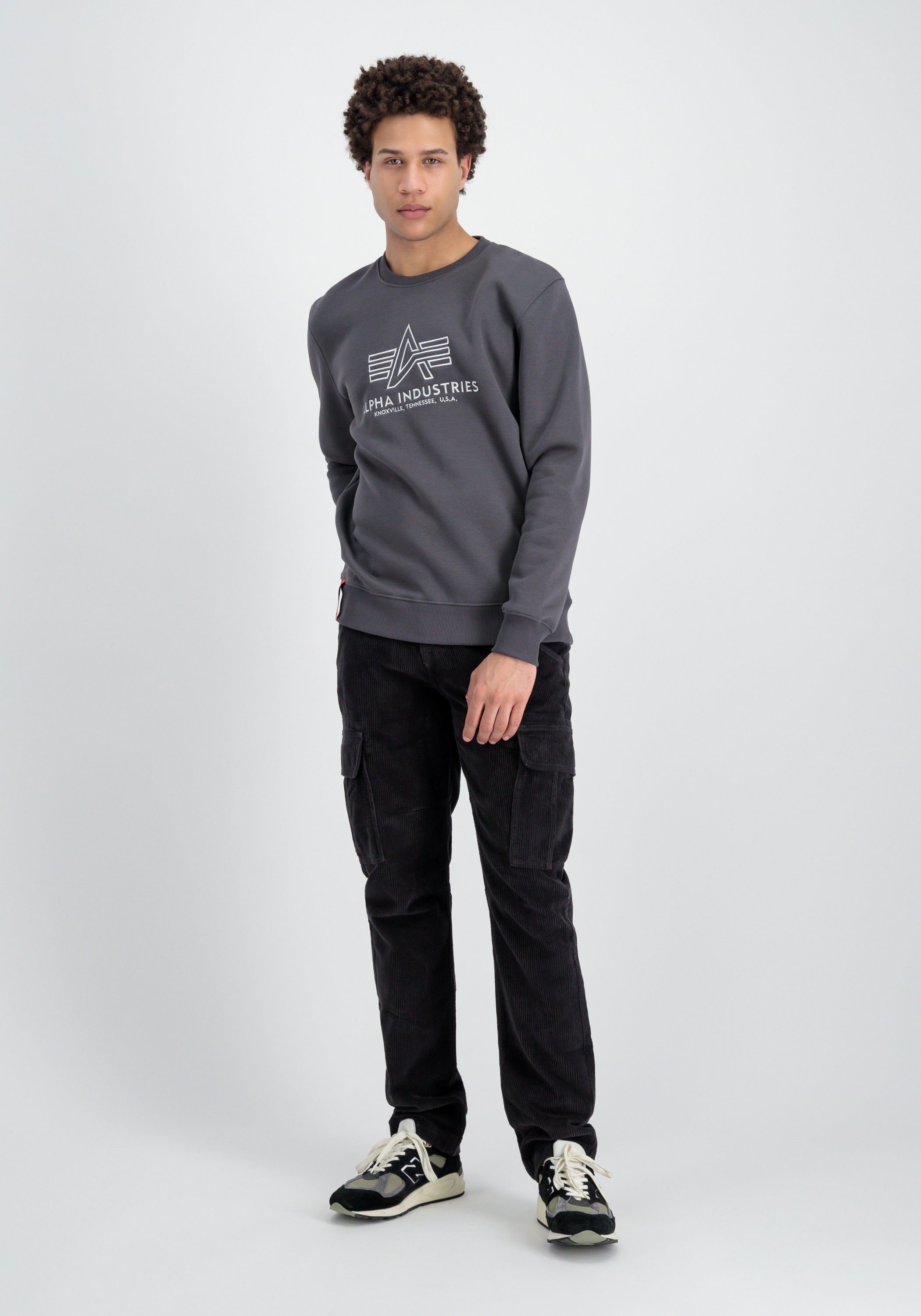 grey Men Basic Industries Alpha Embroidery Sweater - Industries Alpha vintage Sweater Sweatshirts