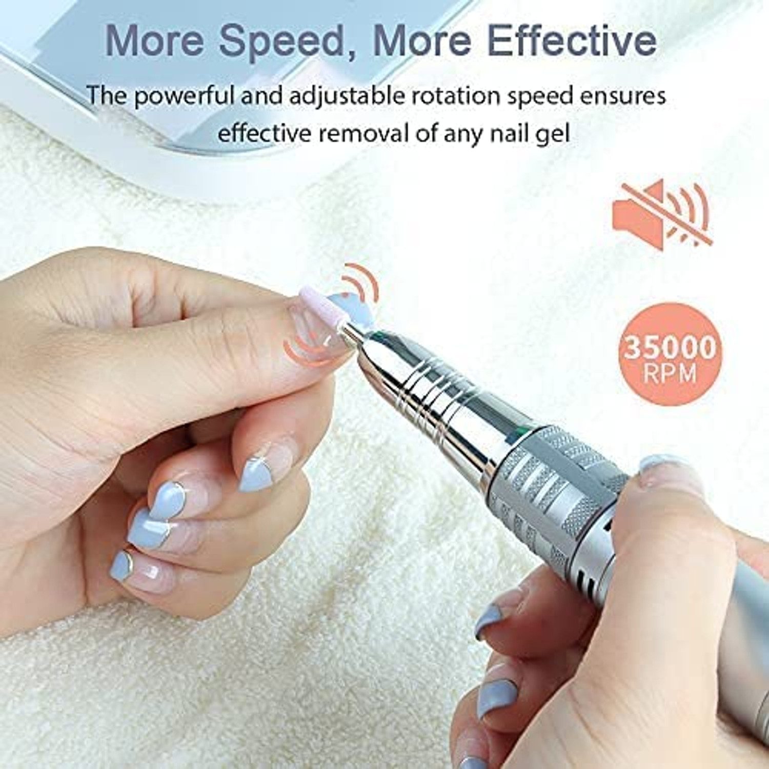 JCMaster Maniküre-Pediküre-Set TouchPro+ Nagelfräser 35000RPM mit Aufsätze Bits, Profi Nagel Fräsmaschine für Gelnägel, Acrylnägel, Kunstnägel