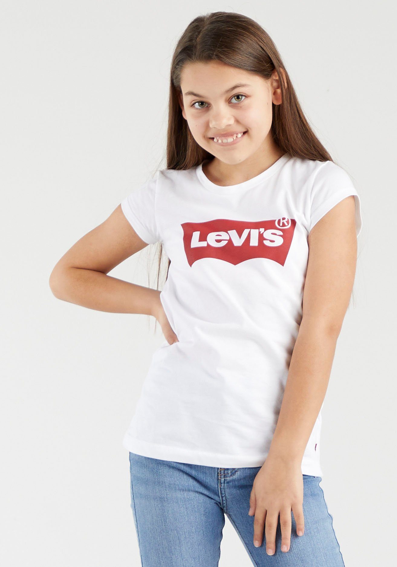 for T-Shirt Levi's® TEE white/red GIRLS Kids BATWING