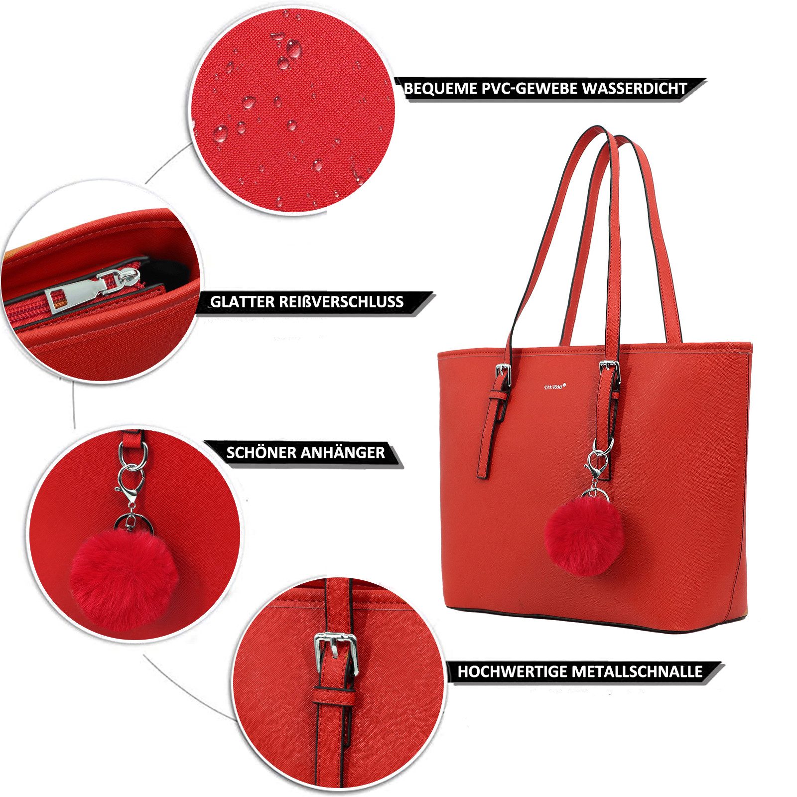 TAN.TOMI Shopper Damen Shopper Klassisch Elegante Handtasche Henkeltasche Schwarz, Groß Damen Schultertaschen, ​Geschenke für Frauen in schlichter Optik