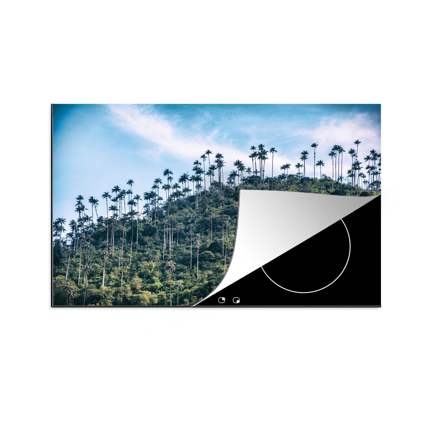 MuchoWow Herdblende-/Abdeckplatte Berg mit Bäumen in Kolumbien, Vinyl, (1 tlg), 81x52 cm, Induktionskochfeld Schutz für die küche, Ceranfeldabdeckung