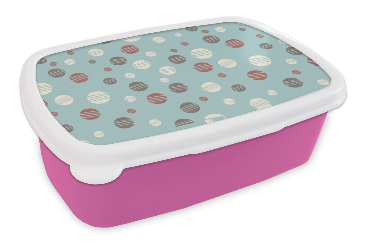 MuchoWow Lunchbox Polka dots - - Kunststoff, Brotbox Muster für Mädchen, Brotdose Snackbox, (2-tlg), Erwachsene, Pastell, Kunststoff rosa Kinder