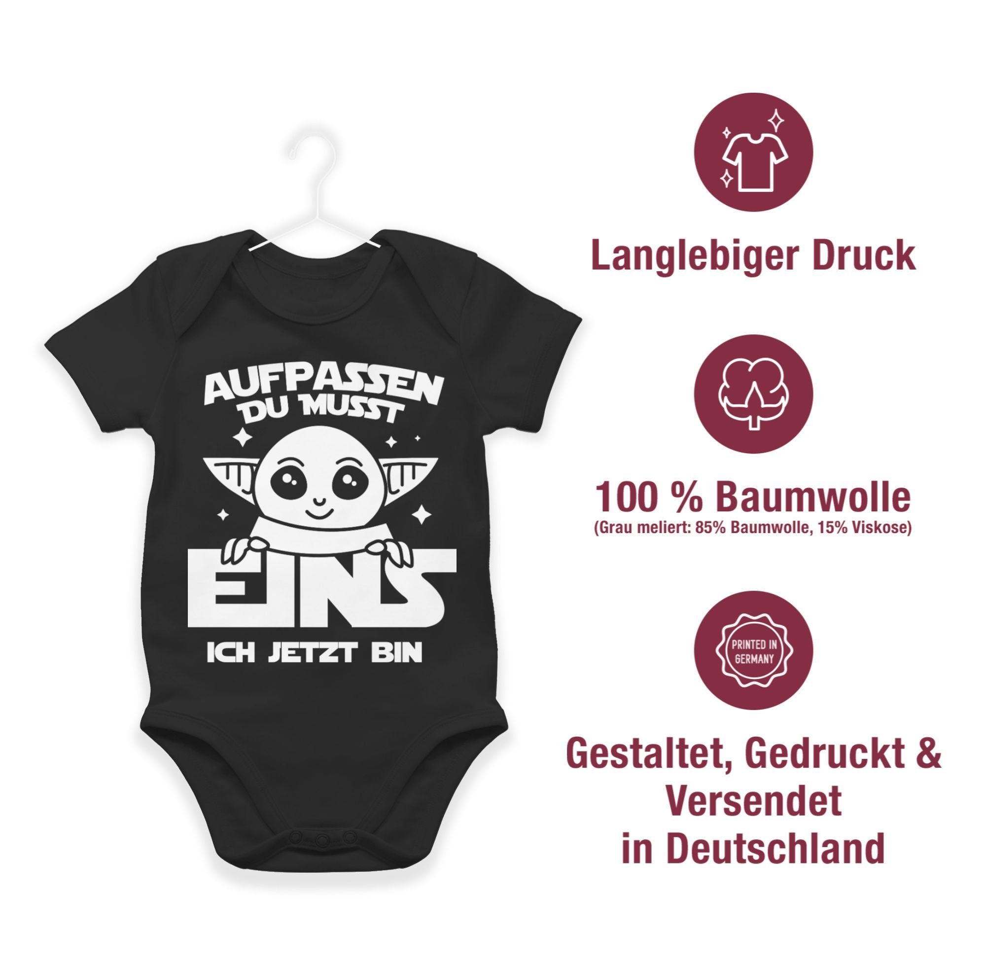 Shirtracer Geburtstag Aufpassen Shirtbody bin 1 Schwarz 1. eins jetzt du ich musst