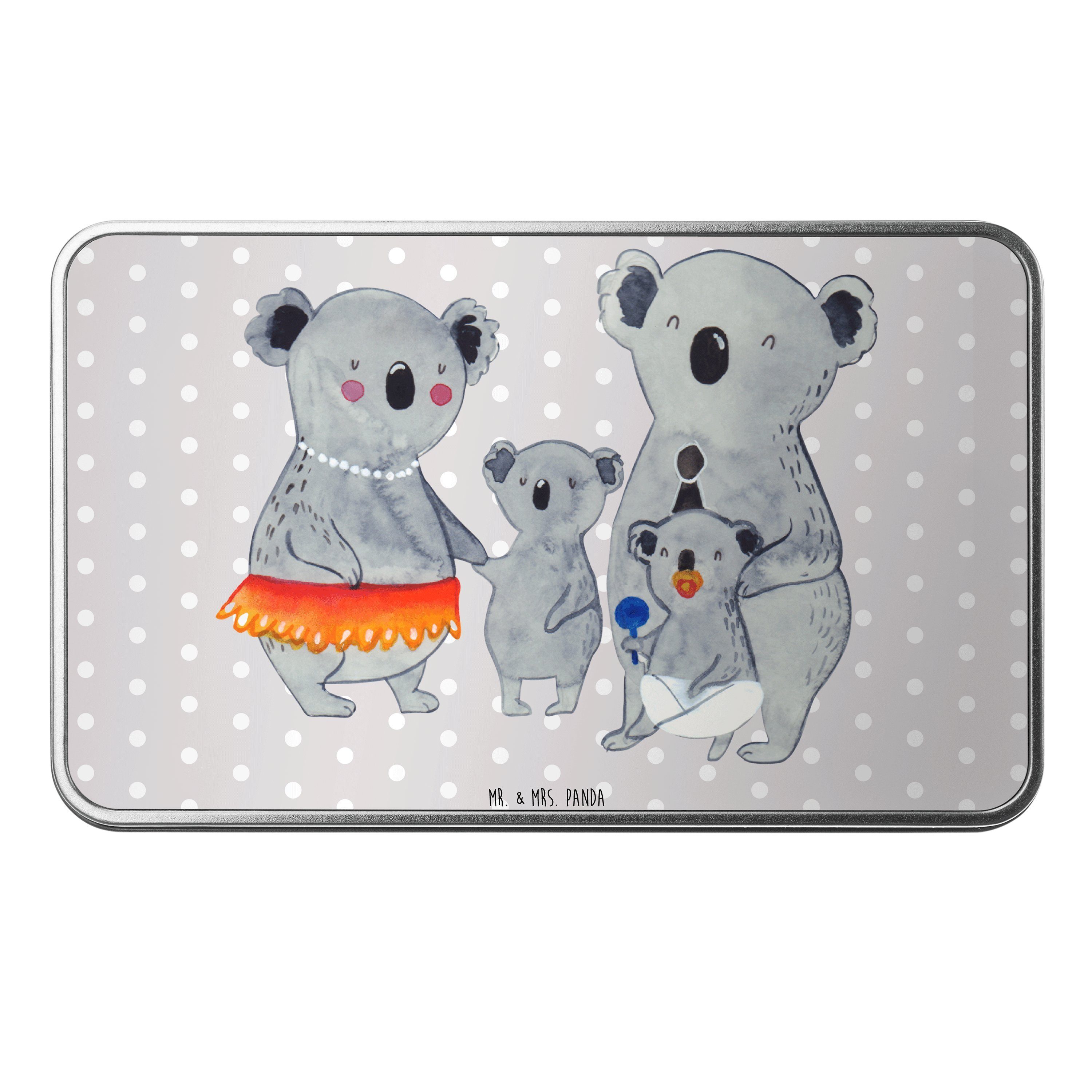 Mr. & Mrs. Panda Dose Koala Familie - Grau Pastell - Geschenk, Familienzeit, Mama, Blechdos (1 St)