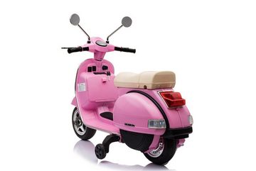 TPFLiving Elektro-Kindermotorrad Vespa - Motor: 2 X 6V - Akku: 2 x 6 Volt/4.5Ah, Belastbarkeit 30 kg, Kindermotorrad - Elektromotorrad - Leder und Stützräder - Farbe: rosa