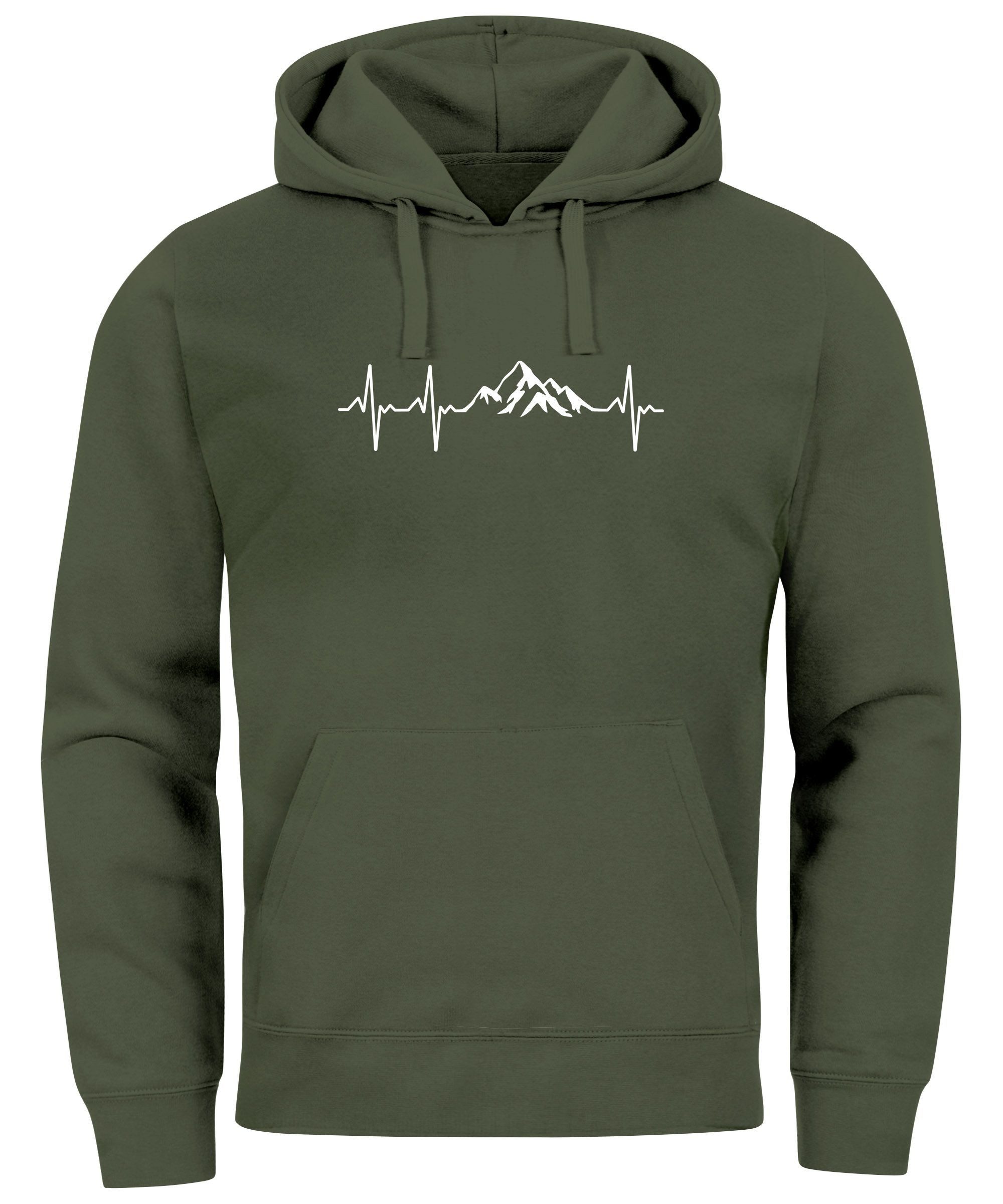 Neverless Hoodie Hoodie Herren Print Wandern Berge Herzschlag Outdoor Aufdr günstig online kaufen