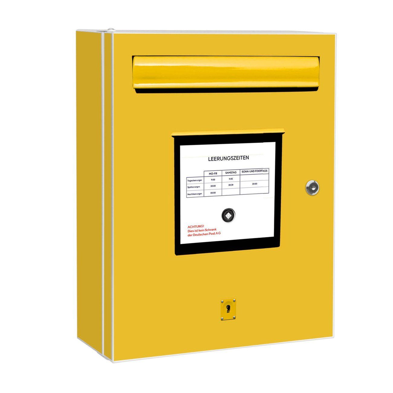 banjado Medizinschrank Stahl Briefkasten Gelb (abschließbar, 3 große und 2 kleine Fächer) 35 x 46 x 15cm weiß