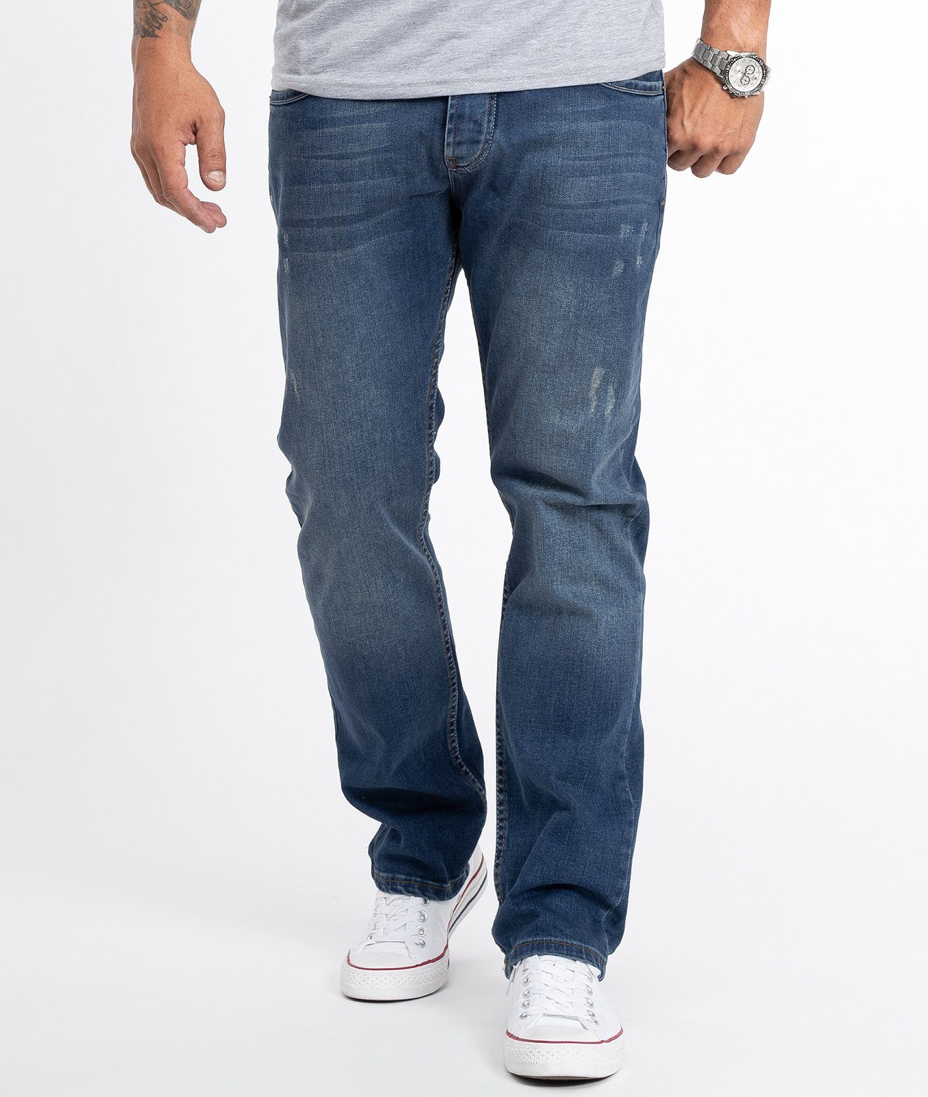 Rock Creek Straight-Jeans Herren Jeans Stonewashed Blau RC-2098