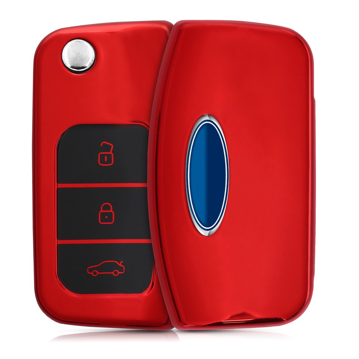 kwmobile Schlüsseltasche Hülle für Ford 3-Tasten Klapp Autoschlüssel,  Schlüsselhülle TPU Autoschlüssel Cover