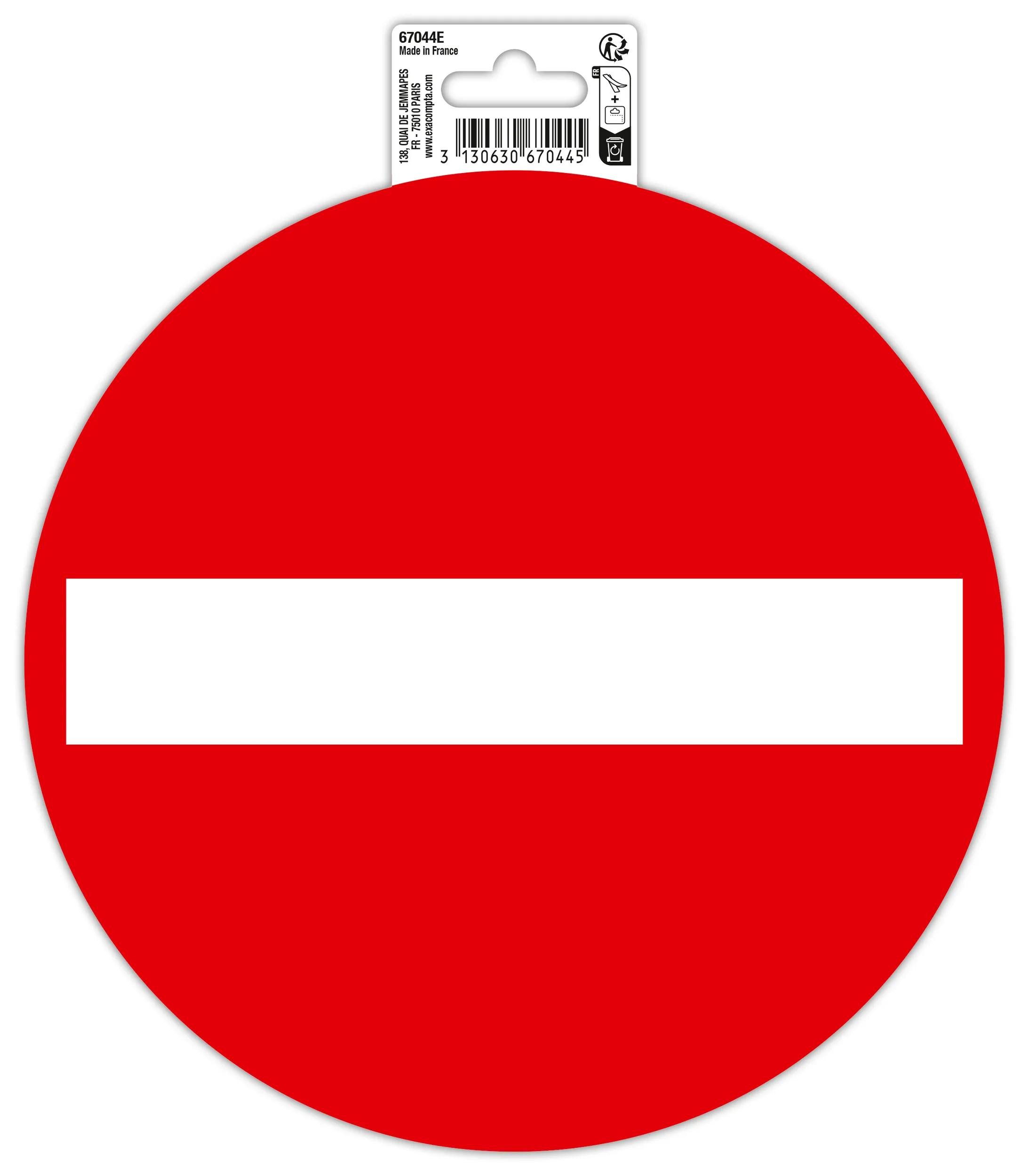 EXACOMPTA Warnschild Hinweisschild selbstklebend, PVC, Einbahnstraße 20 cm - Rot - 67044E, Sockel