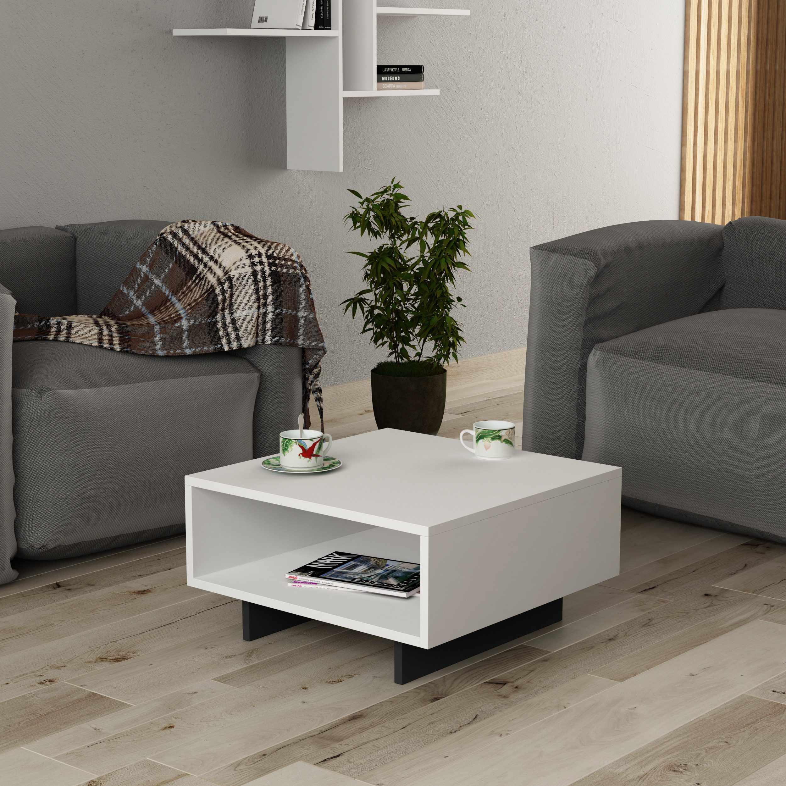 Decortie Couchtisch Hola, Moderner Couchtisch, 60 x 60 x 32 cm