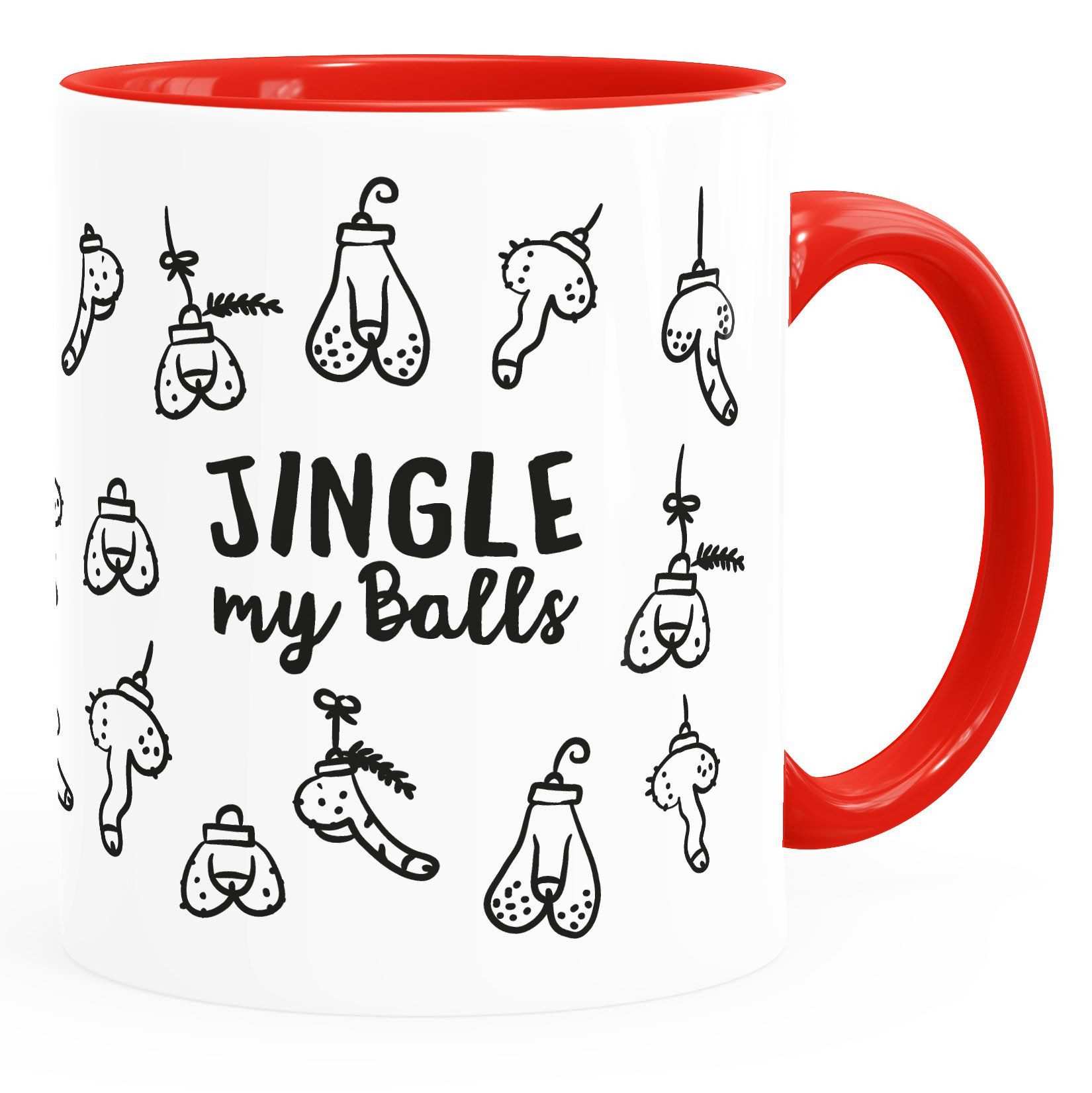 MoonWorks Tasse Kaffee-Tasse Weihnachten lustig Spruch Jingle my Balls Penis-Muster, Keramik