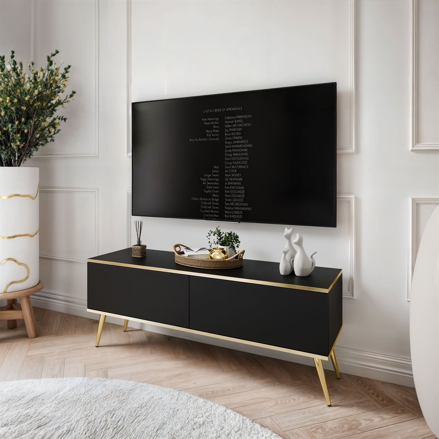 Lookway TV-Schrank OXFORD III 135 cm TV-Sideboard auf goldenen Füßen Breite: 175 cm