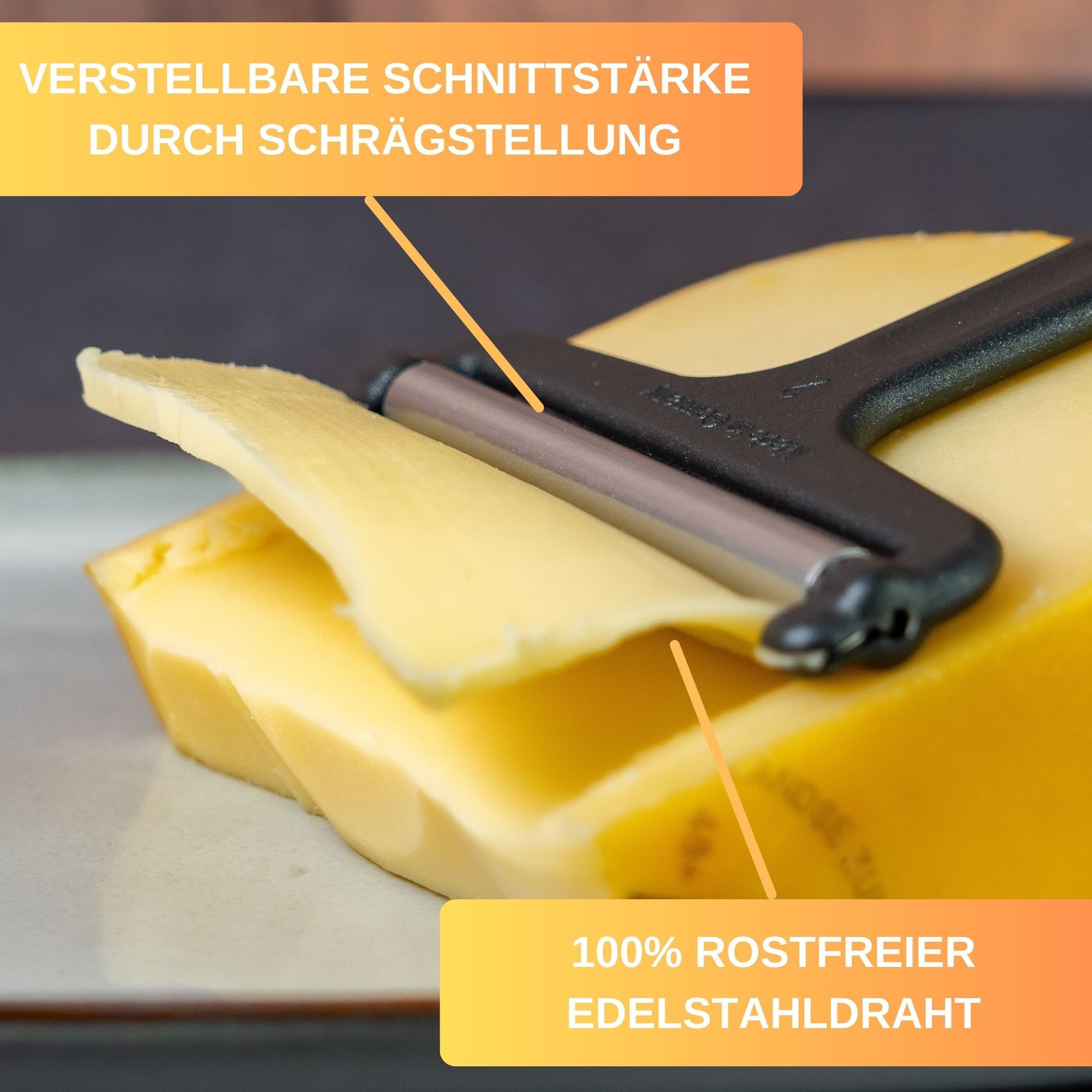 Thiru Käsemesser Käsehobel für diverse Käsesorten wie Edamer, Cheddar, Gouda, Made in Germany