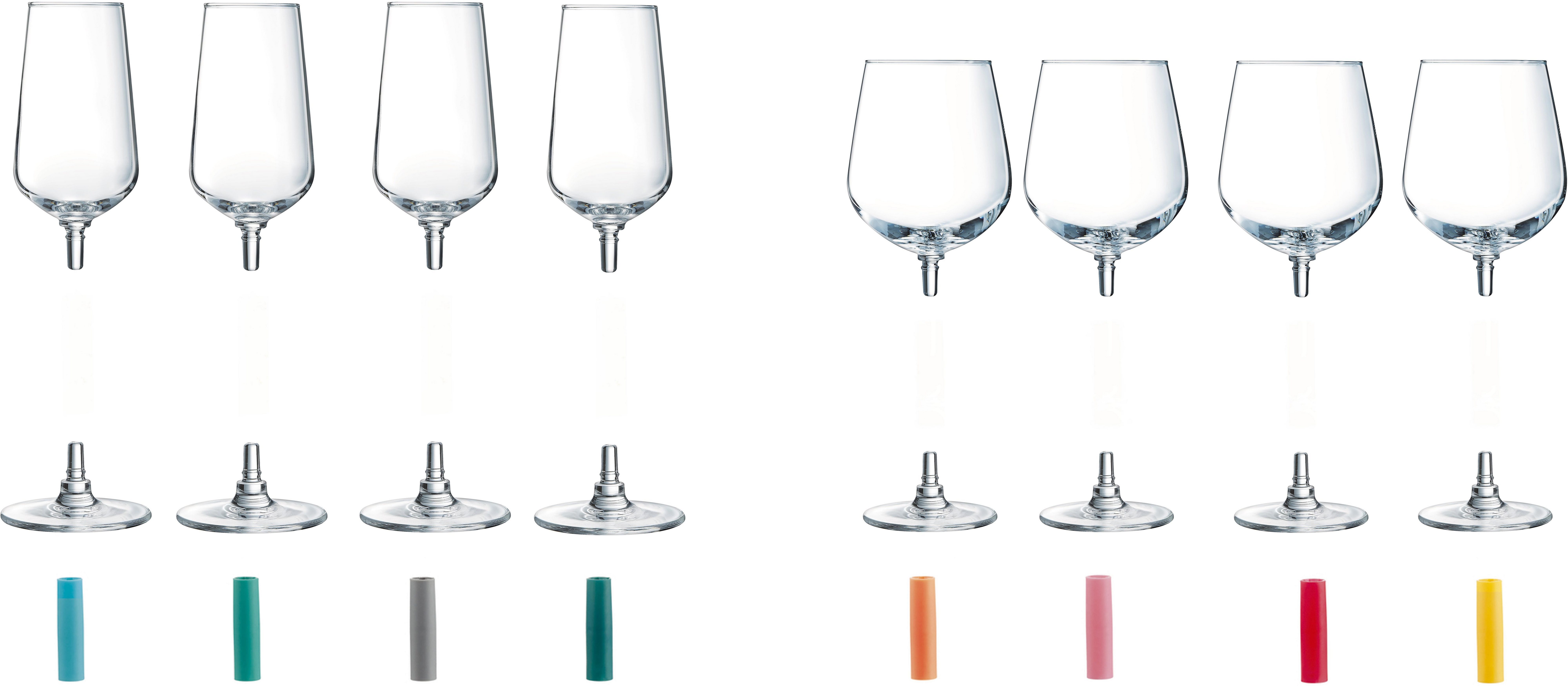 Luminarc Gläser-Set »LUMIKIT«, Glas, 8 Gläser, incl. 8 farbigen Connectoren  aus Kunststoff