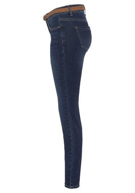 DELMAO Slim-fit-Jeans (Set, 2-tlg., mit Gürtel) mit modischem Flechtgürtel ---NEUE MARKE!