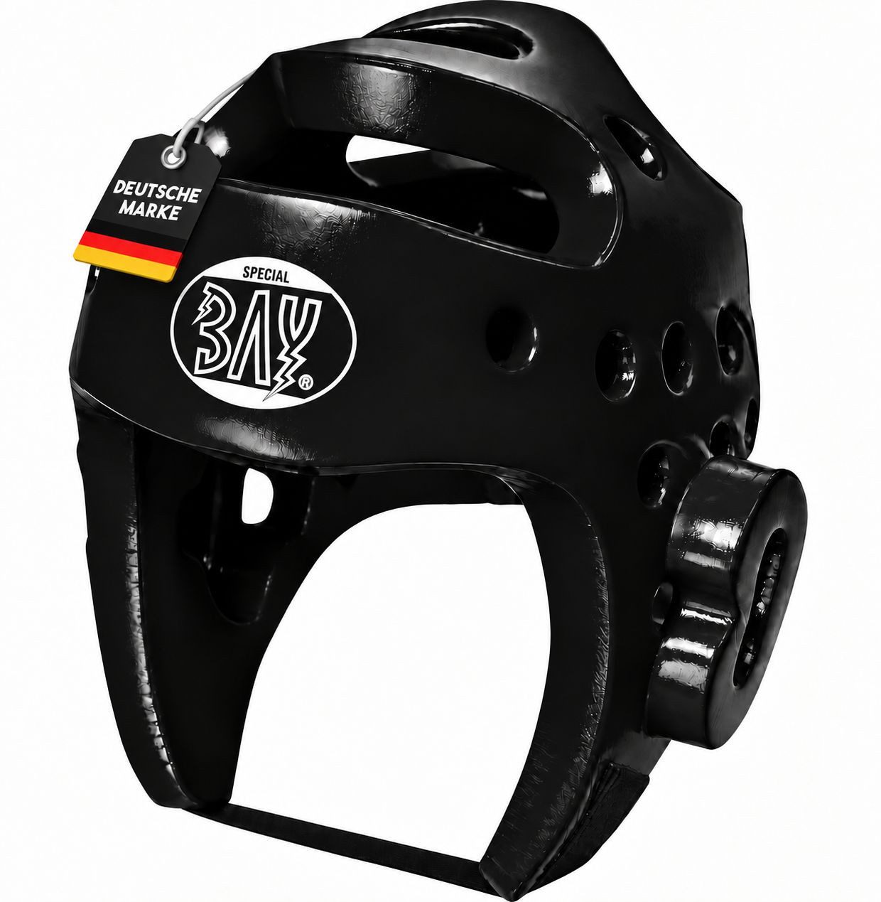 BAY-Sports Kopfschutz Schaumstoff Lack Kampfsport Kickboxen Taekwondo Kopfschützer Schwarz, Tauchlackiert, PU Lack, besonders leicht, abwaschbar, XS - XL 5.0 (1)