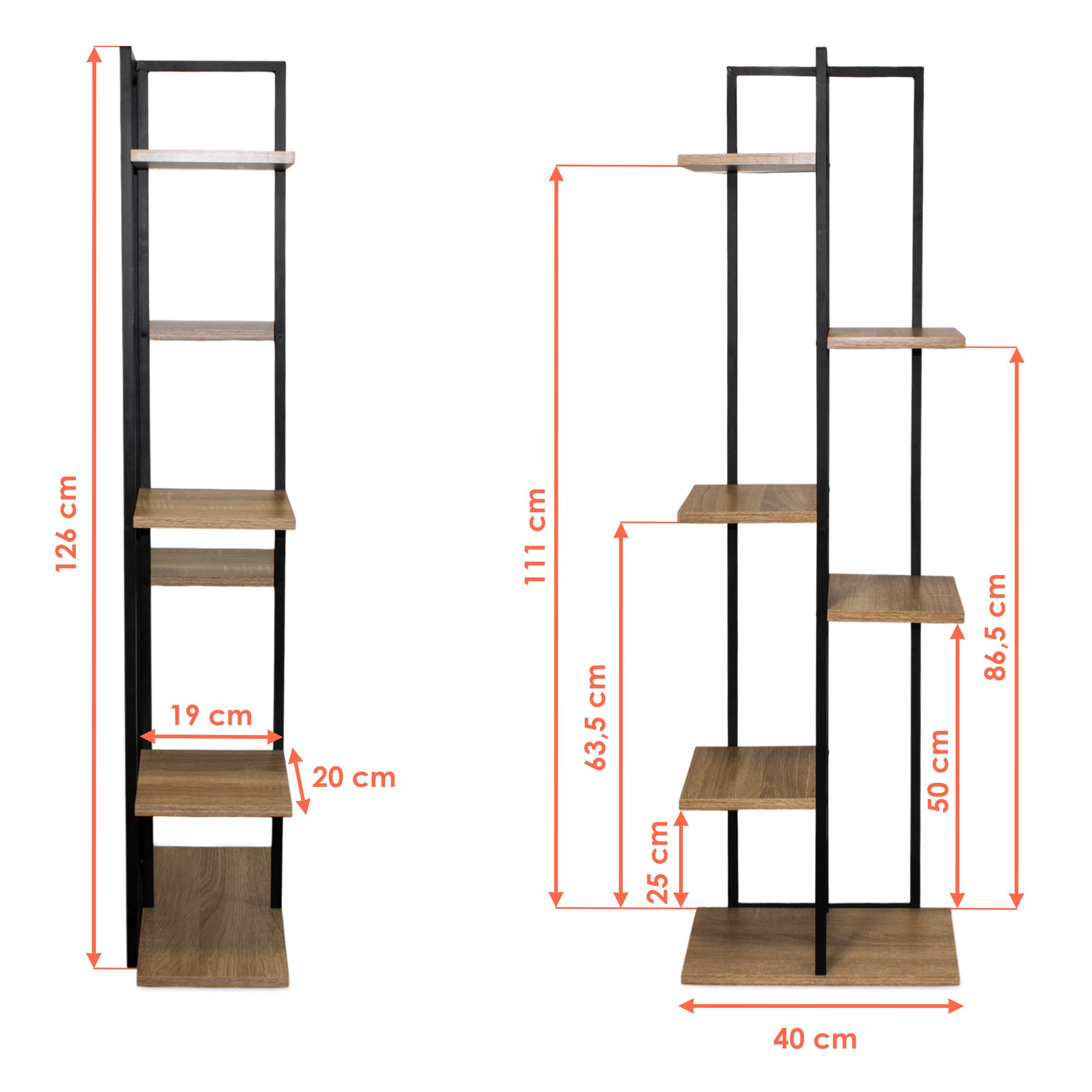 Spetebo Standregal Metall Blumentreppe mit 5 Ablagen - 126 x 40 cm, Anzahl 1-tlg., Vielseitig einsetzbar – Bild 2 von 5