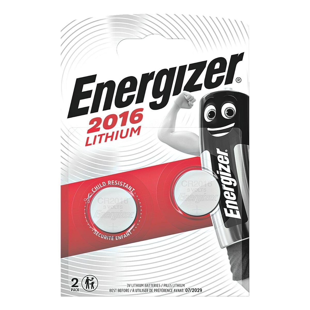 Energizer Spezial Lithium Knopfzelle, (3 V, 2 St), CR2016, 3 V, Lithium, lange Lebensdauer