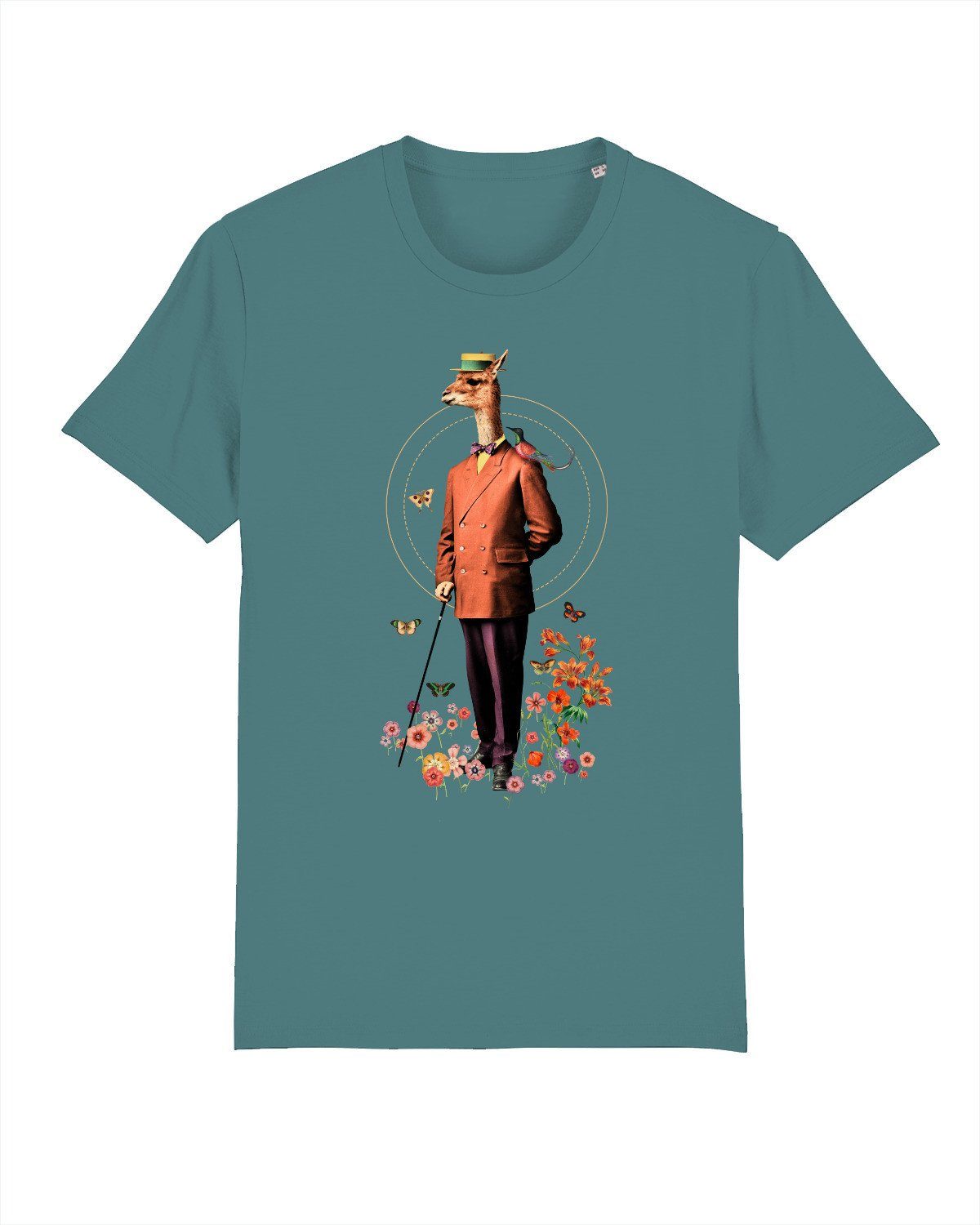wat? Apparel Print-Shirt (1-tlg) Llama Fancy Teal Monstera