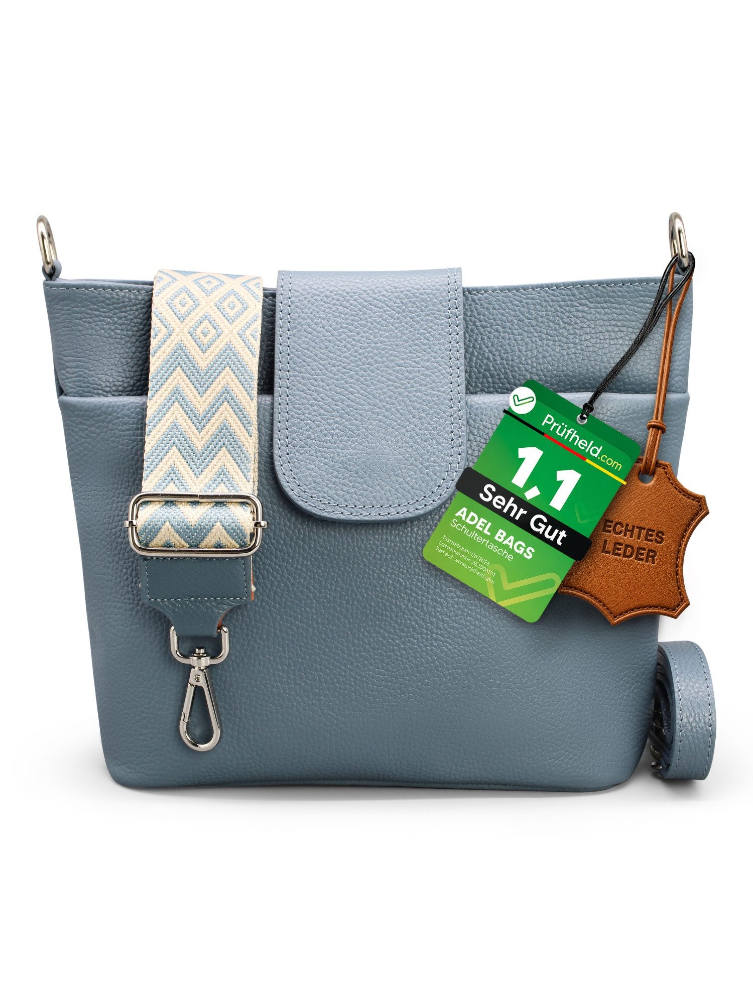 Schultertasche SARA Umhängetasche für Damen, Schultertasche aus Echtleder