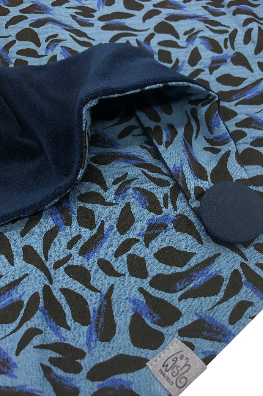 Wishproject® Dreieckstuch in Musselin Schwarz aus natürlicher Damen Kapuzenschal, & Schlauchschal Baumwolle, Blau Eleganter Tuch, Halstuch