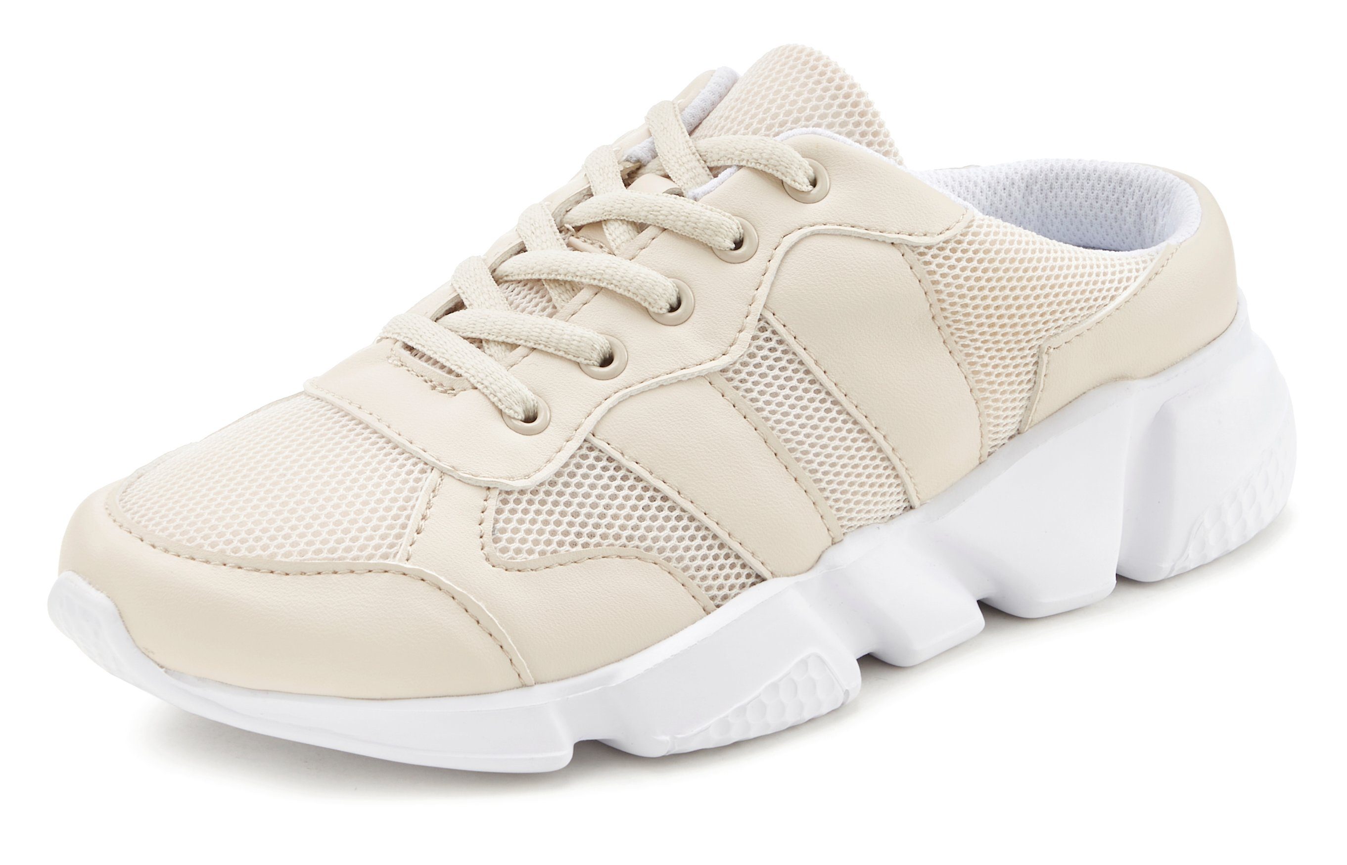 LASCANA Slip-On-Sneaker, Sneaker, Freizeitschuh, Halbschuh, Sabot zum Reinschlüpfen aus Textil VEGAN