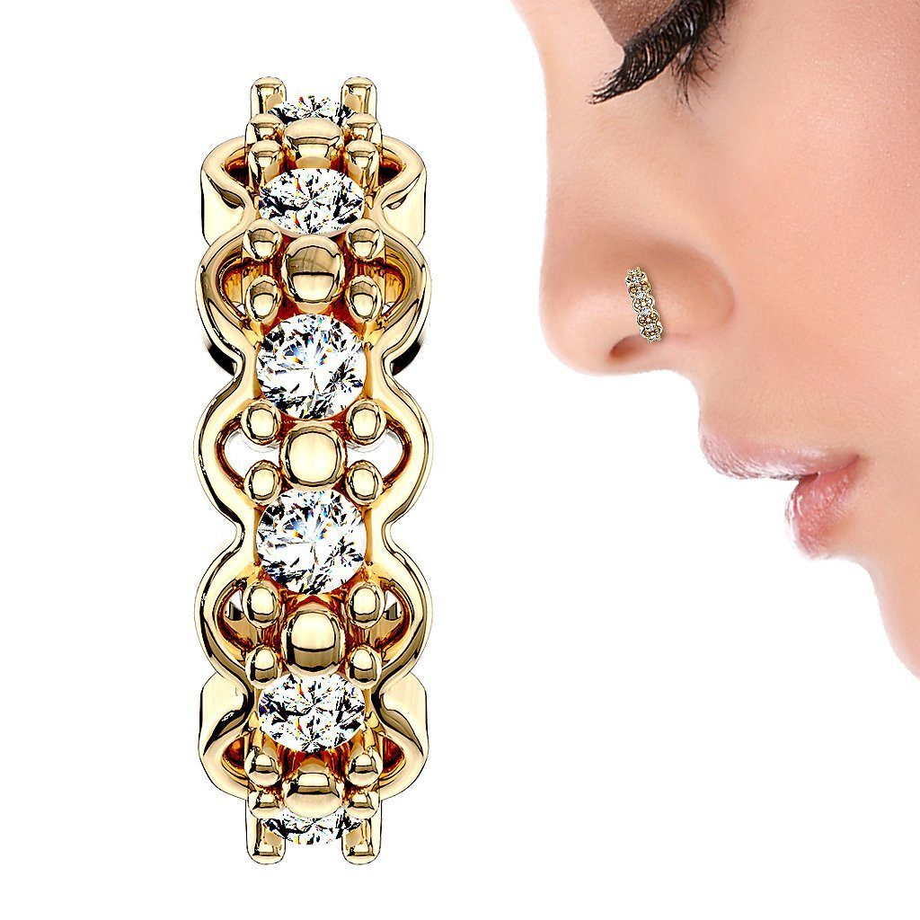 Taffstyle Nasenpiercing Helix Piercing Ring Creole Filigran mit Kristallen günstig online kaufen