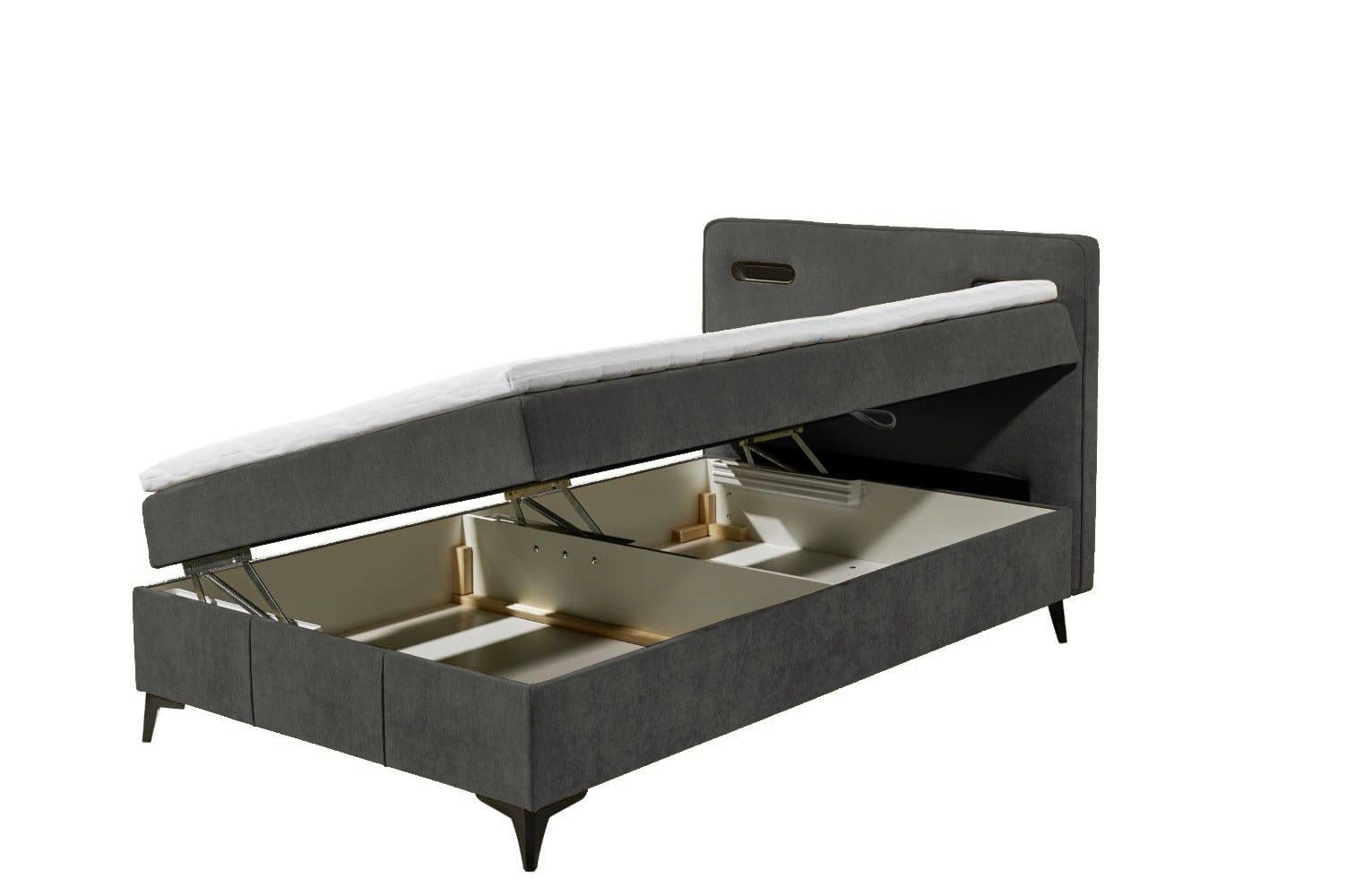 ED EXCITING DESIGN Boxbett Altea 120x200 mit T25-Topper & 4-Gang-Bonell-Matratze, H2 (Komplettbett inklusive Matratze und Topper), LED-Beleuchtung, seitlicher Bettkasten, pflegeleichter Bezug, Topper