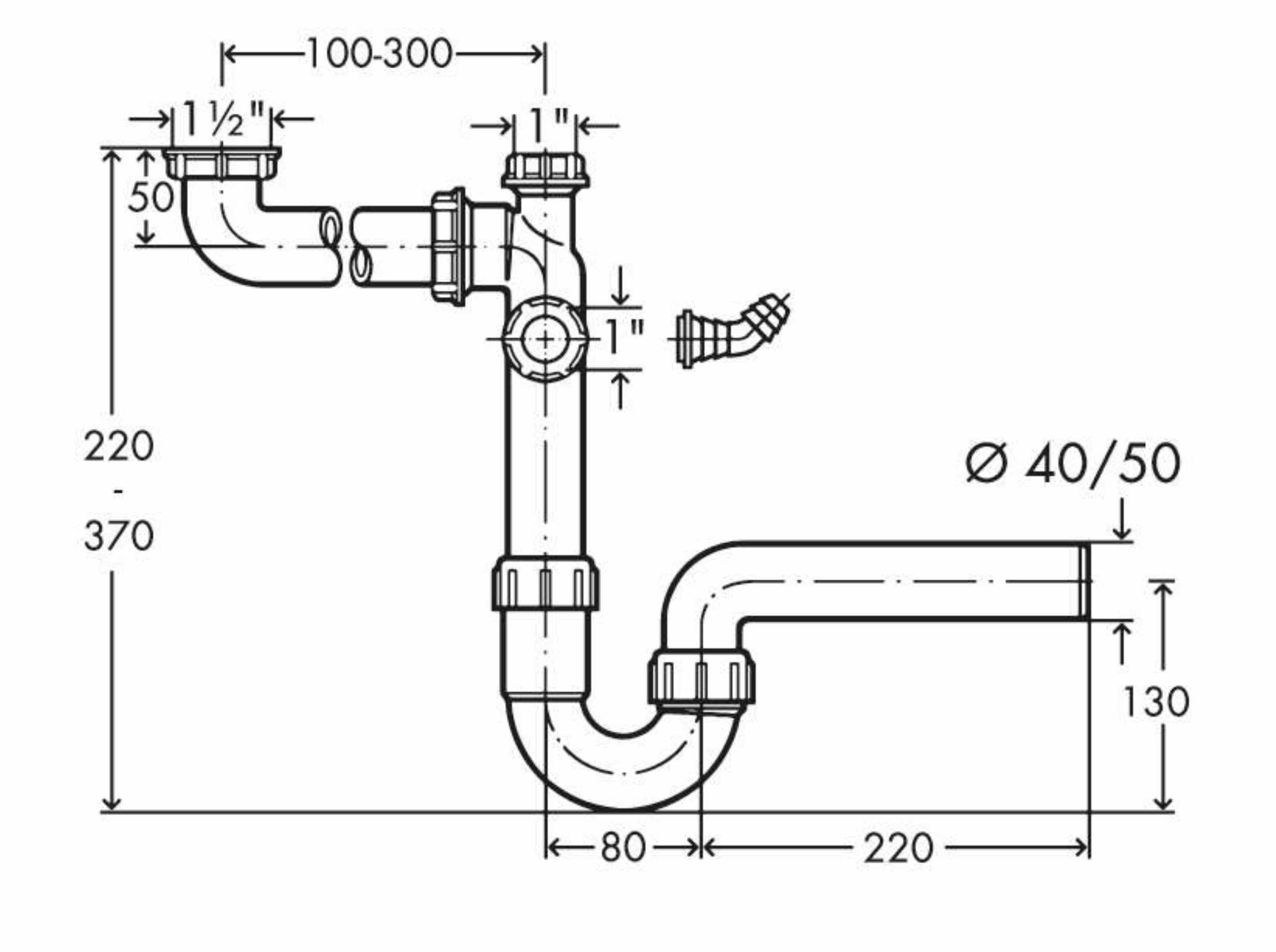 Viega Einbauspüle VIEGA Siphon Raumschaffer, 1½' x Ø 50mm