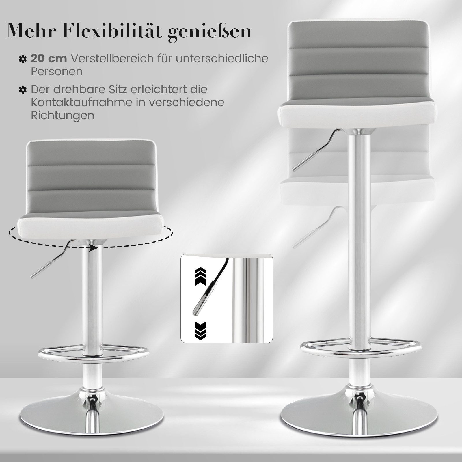 COSTWAY Barhocker (2er Set), Drehbare Barstühle 82-102cm höhenverstellbar, günstig online kaufen