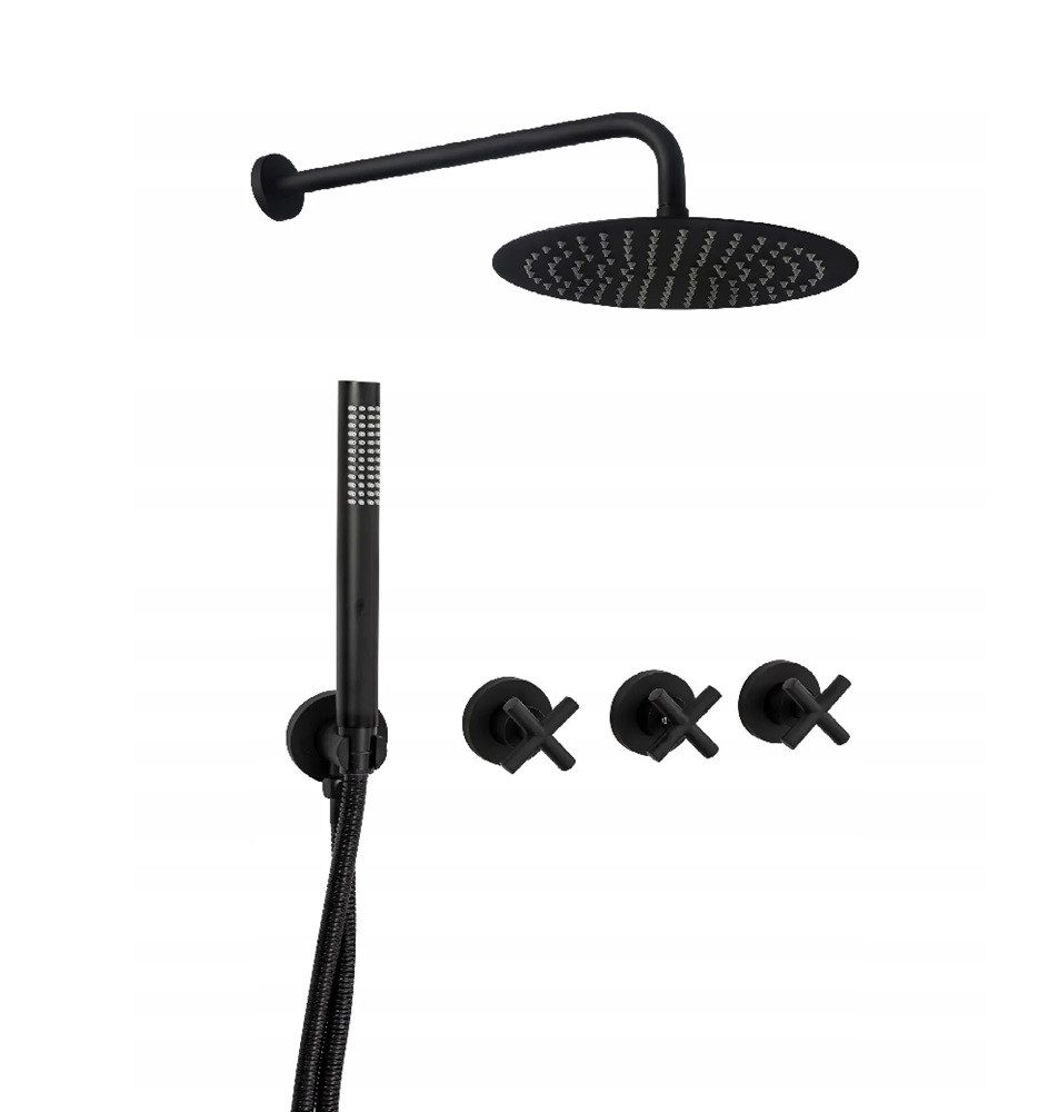 wohnwerk.idee Duscharmatur Dusche Duschsystem Design Minimalistisch Exit Schwarz Matt