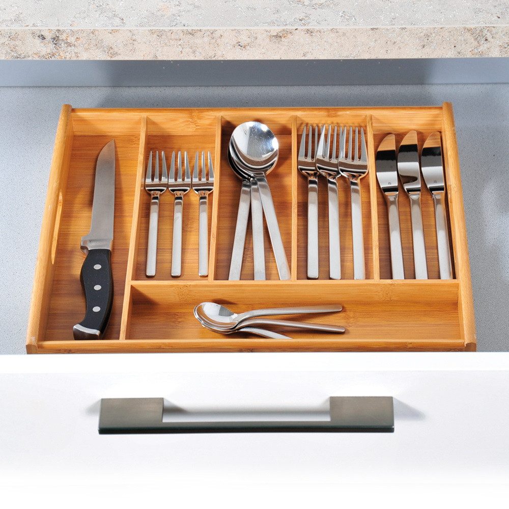KESPER® Besteckkasten Besteckeinsatz mit 2 Tragegriffen Besteck-Kasten Bestecktablett (Besteckorganizer, mit 2 Griffen für einfachen Transport), Organizer für Küche und Haushalt