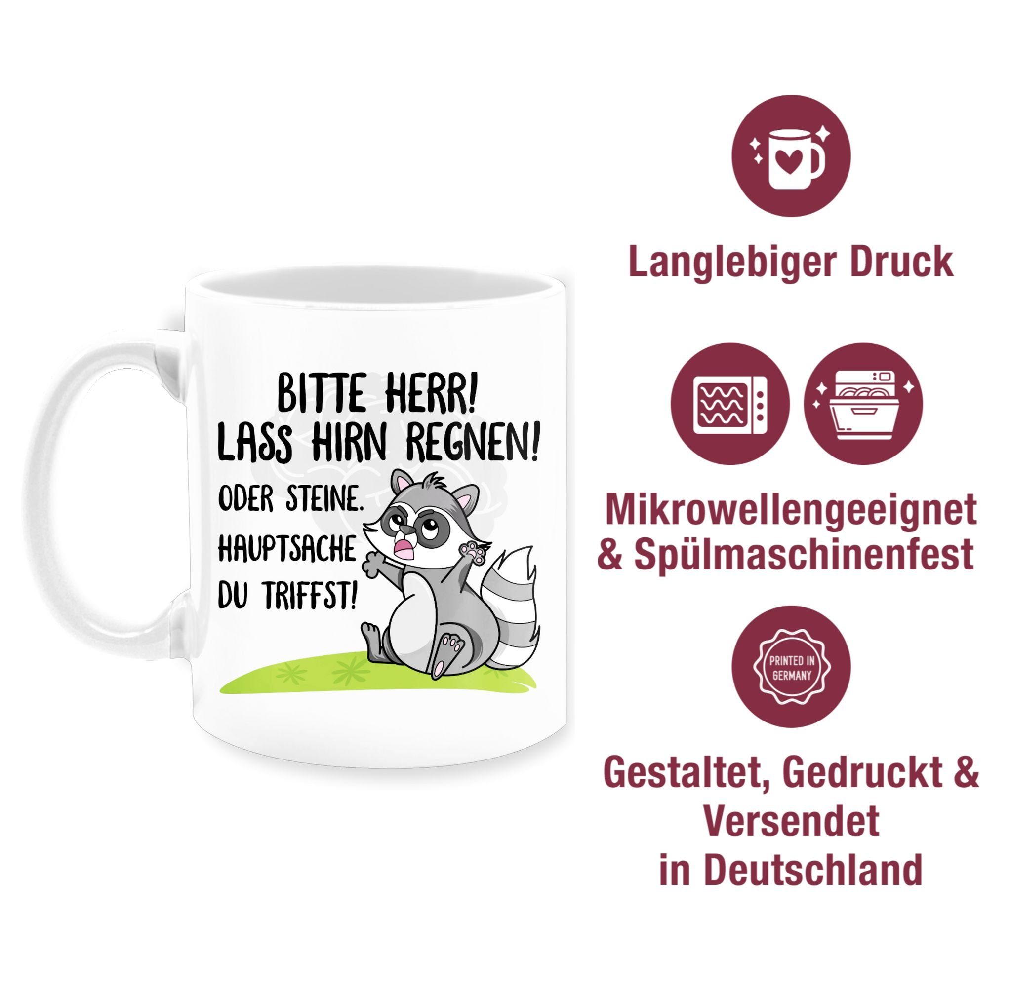 Sprüche Tasse regnen, 1 Lass Hirn Statement Bitte Keramik, Herr Weiß es Shirtracer