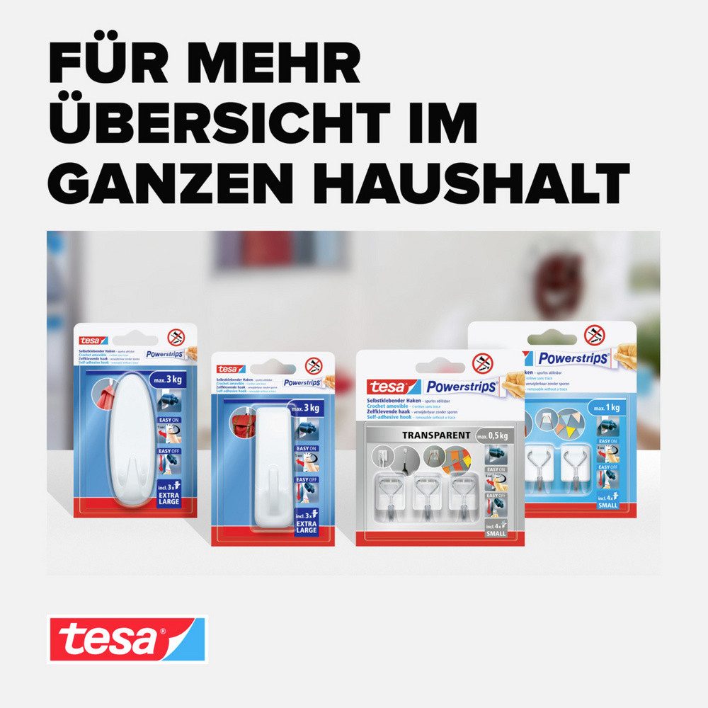 tesa Klebehaken tesa Powerstrips Small Klebehaken 3er Weiß, Edelstahl Inhalt: 3 St., (Powerstrips Small)