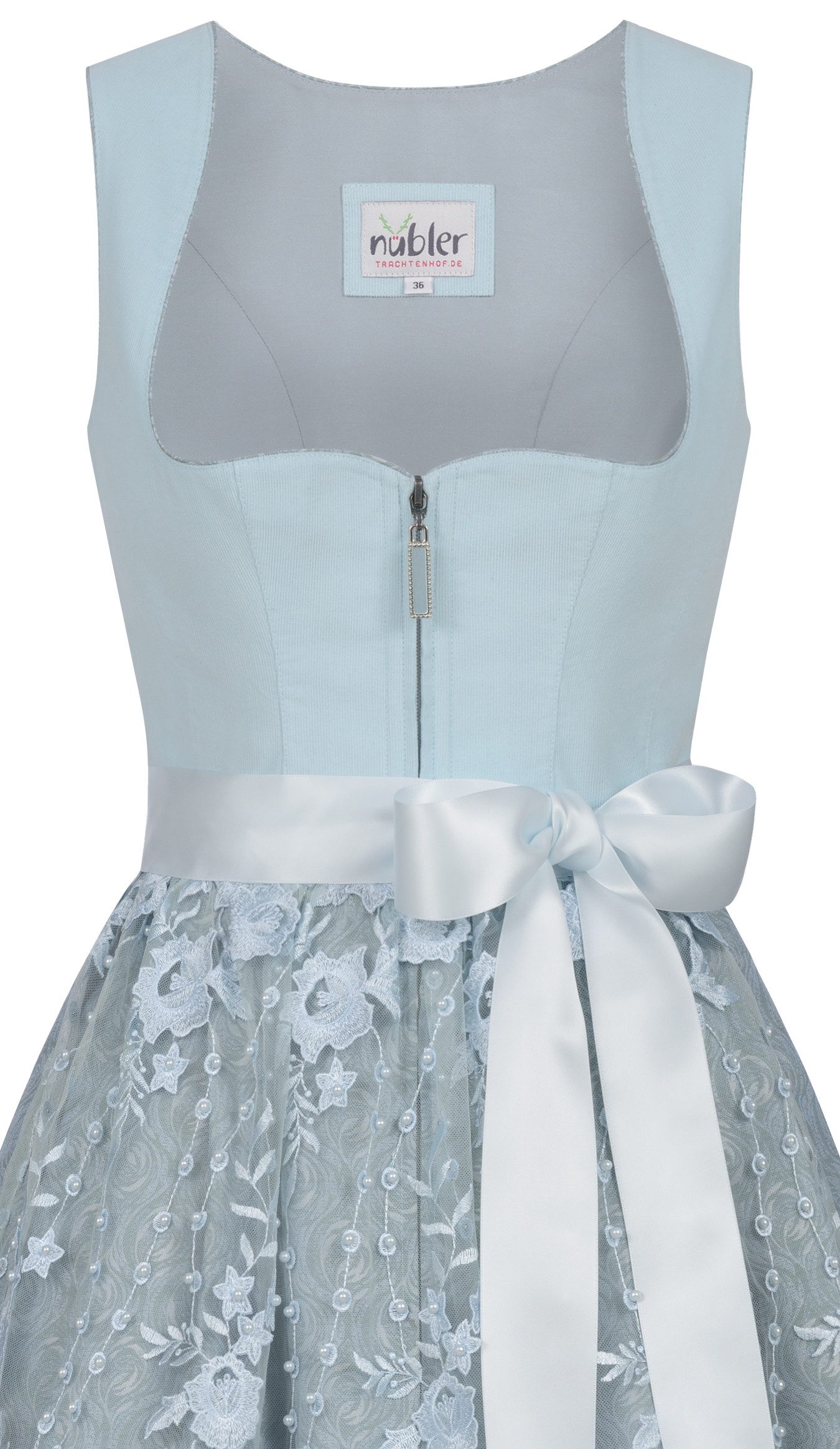 Nübler Dirndl Mini Dirndl Garbine in Hellblau von Nübler - Rocklänge 55 cm
