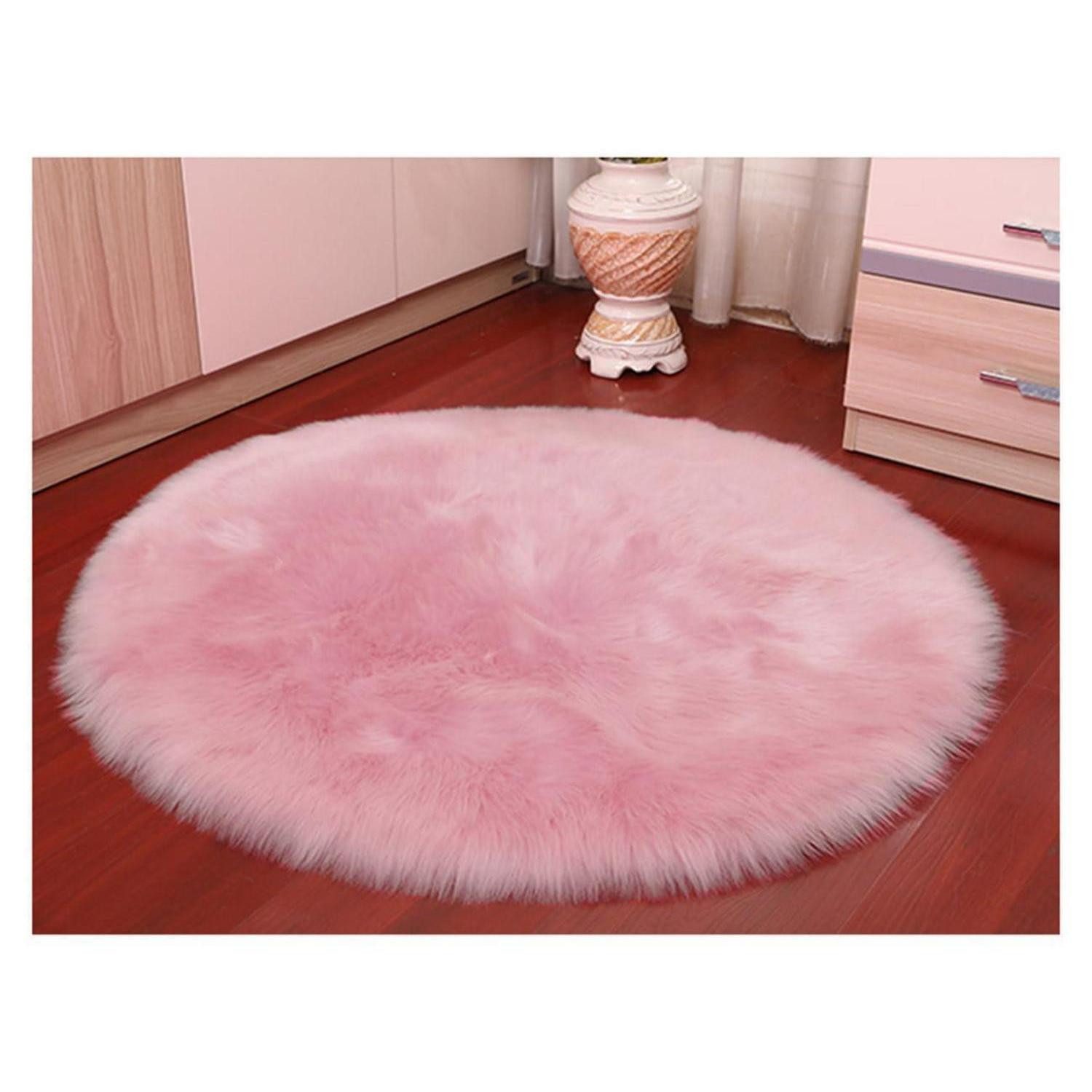 LuxusKollektion Fellteppich Fellteppich rund 150cm Hellrosa Longhair
