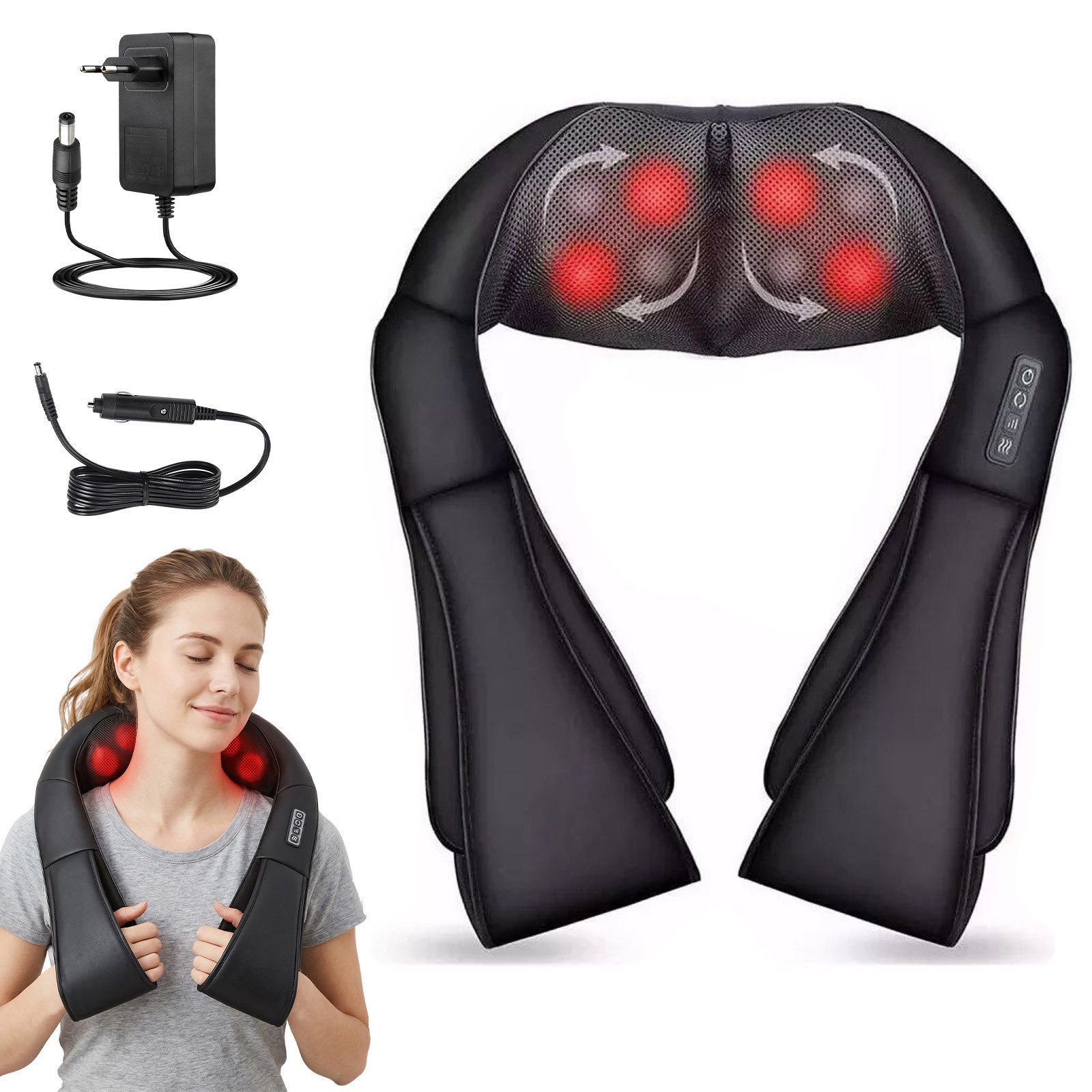 AKKEE Nacken-Massagegerät Shiatsu-Massagegerät mit Wärme für Nacken Rücken Schulter Taille, Geeignet für alle Muskelgruppen