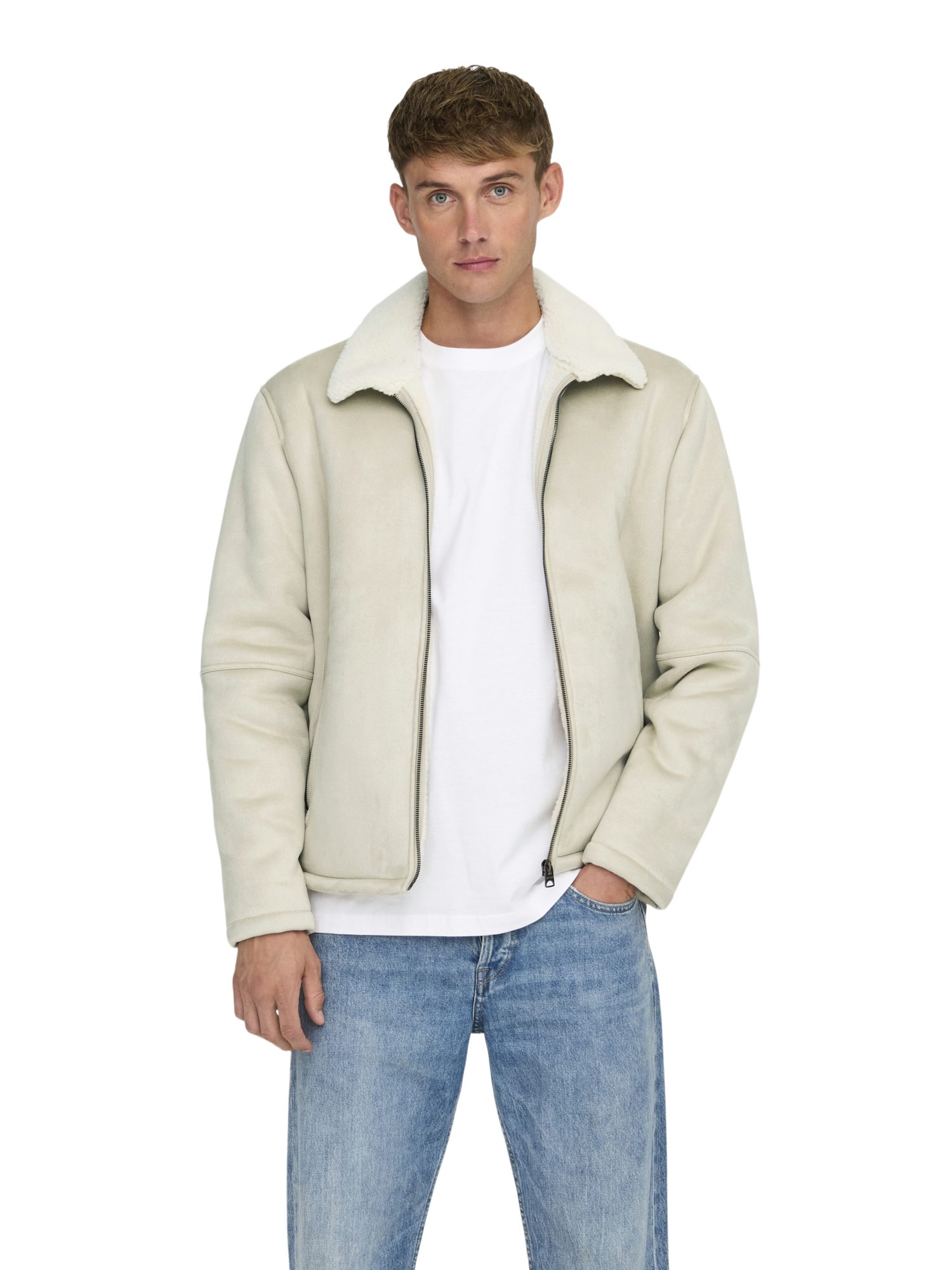 ONLY & SONS Funktionsjacke 2026-8 WINTER natur,Outdoor,Polyester,Unifarben,Umlegekragen,Lang,Regular Fit
