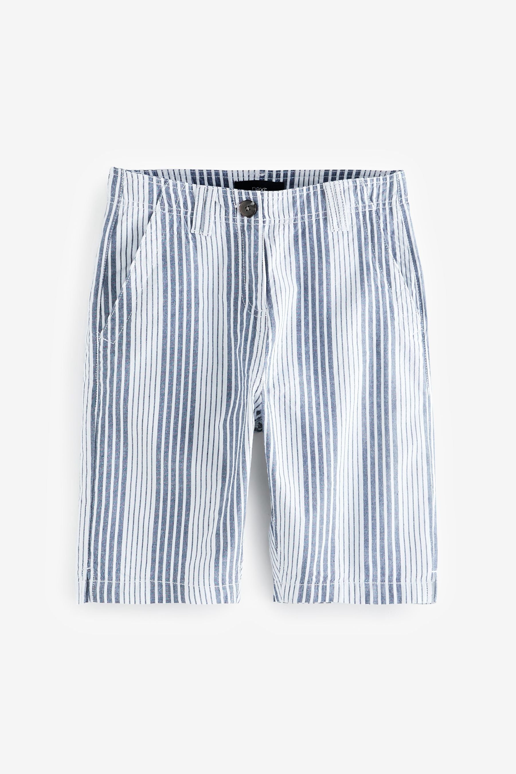 Next Shorts Knielange Chinoshorts (1-tlg) Navy Blue/White Stripe