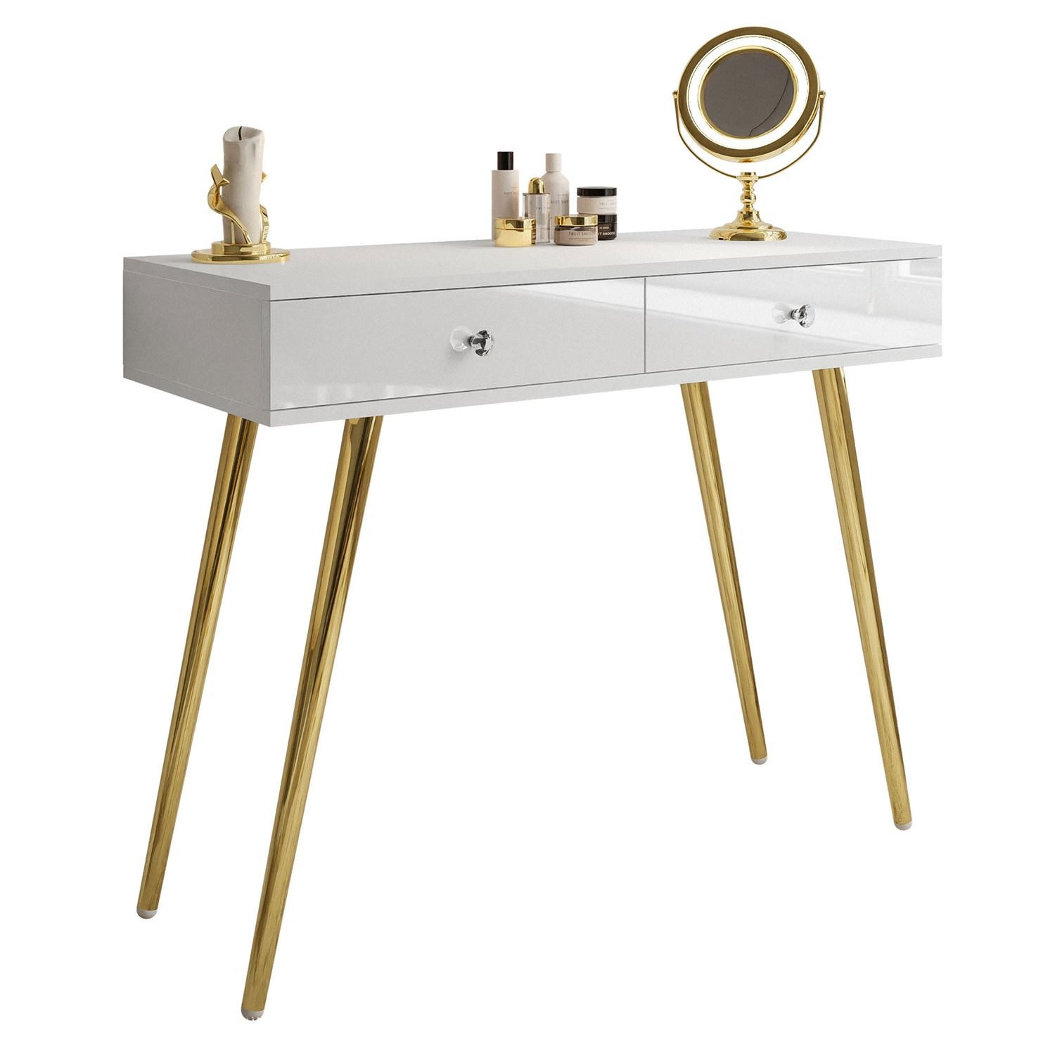 Lookway Konsolentisch SIENNA GOLD, Konsole mit Schubladen auf goldenen Beinen (1x Konsole), Breite: 100 cm