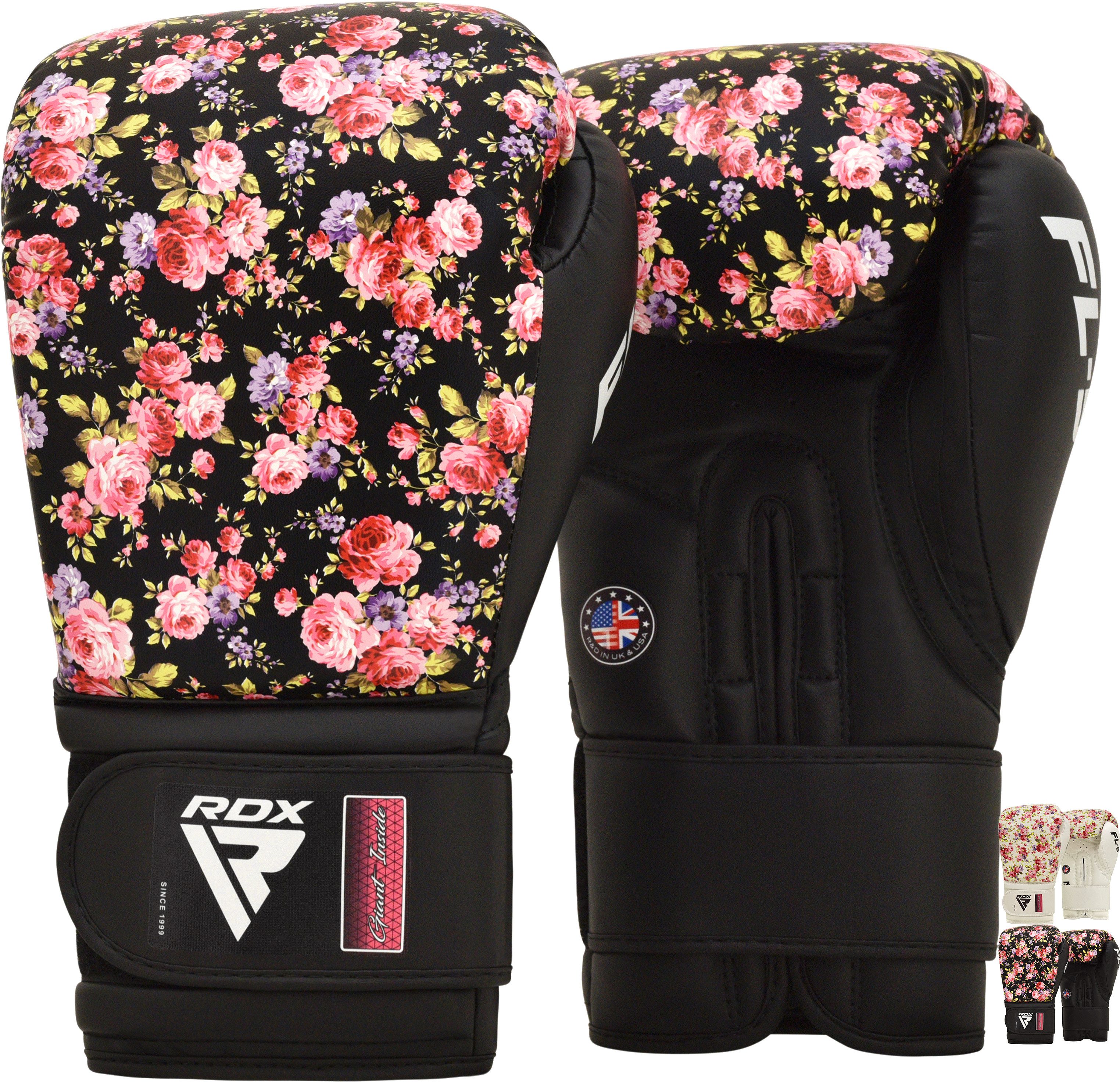 RDX Sports Boxhandschuhe RDX Damen-Boxhandschuhe – Floral Design, Maya-Haut für Training