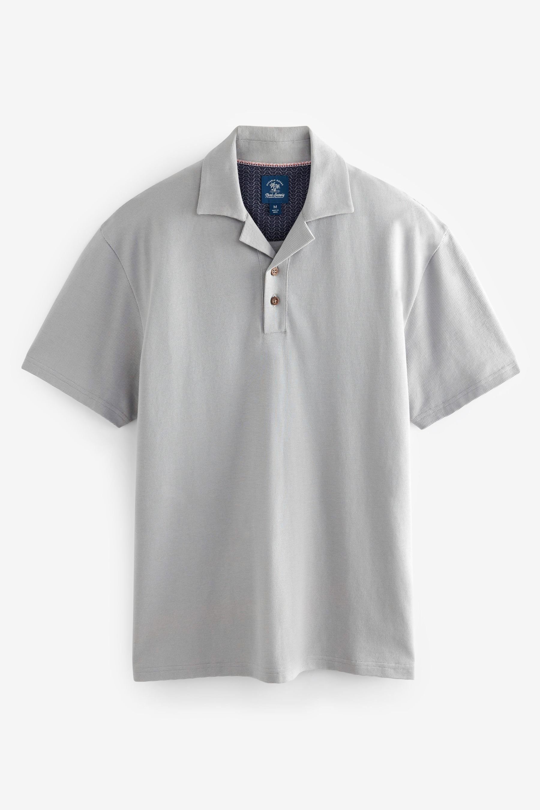 Next Poloshirt Polo-Shirt mit kubanischem Kragen (1-tlg) Grey