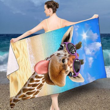 CoolBlauza Strandtücher Strandtücher, Strandtuch groß 90x180 cm, (1-St), Mit Lustig Giraffe & Strand Motiv