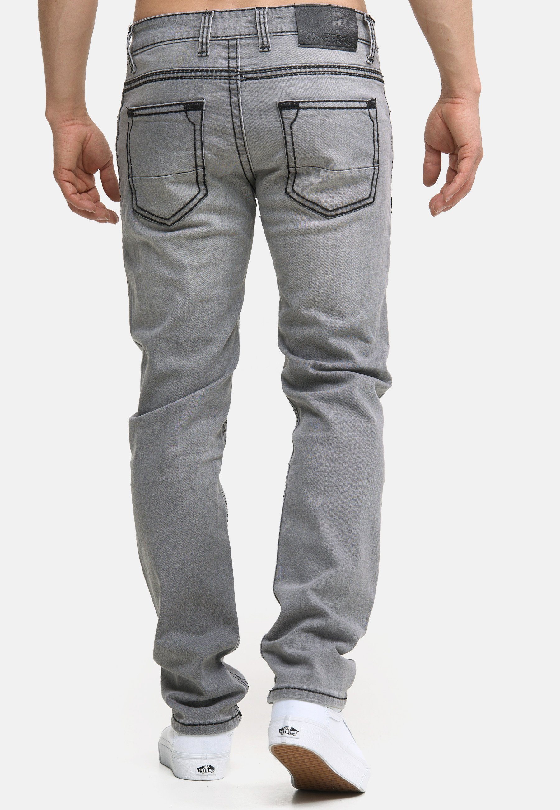 Denim Regular-fit-Jeans Grau Code47 Pocket Jeans Five Fit Hose Code47 Herren (1-tlg) Regular Männer Bootcut