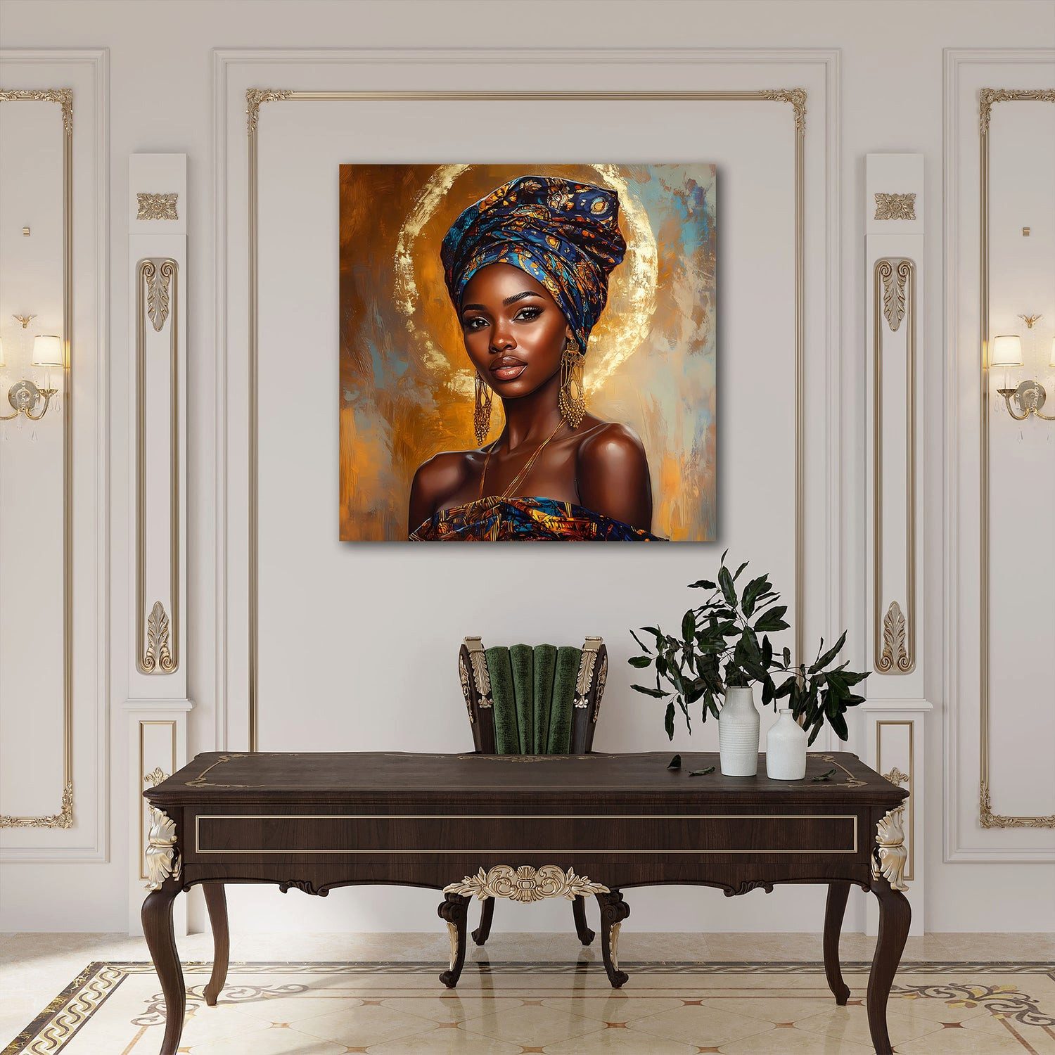 Artedinoi Leinwandbild Afrikanische Frau Porträt Eleganz Leinwandbild Wandbild Kunstdruck XL, Afrikanische Frau, elegant