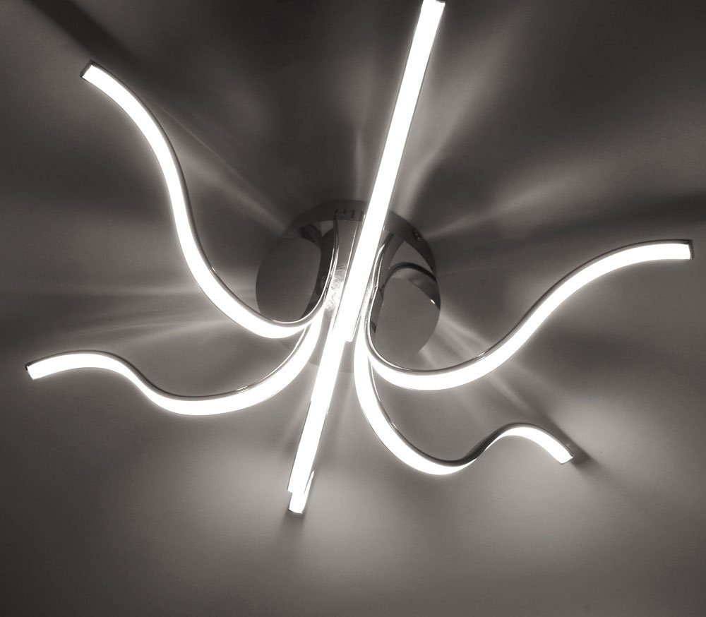 etc-shop LED Deckenleuchte, LED-Leuchtmittel Decken Wohn Chrom Leuchte LED Strahler Zimmer Lampe fest Watt Warmweiß, verbaut, 27