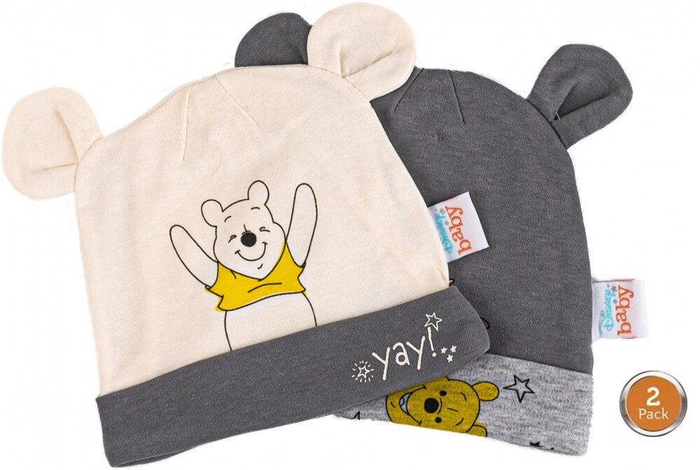 Disney Erstlingsmütze Disney Winnie Puuh Baby-Mütze 2er-Set
