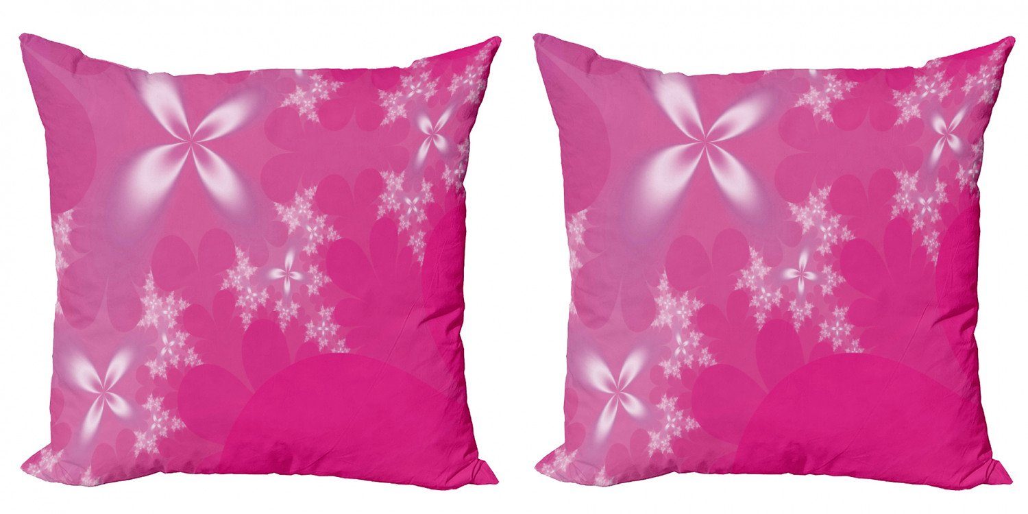 Kissenbezüge Modern Accent Doppelseitiger Digitaldruck, Abakuhaus (2 Stück), Hot Pink Leuchtende Blumen Moderne